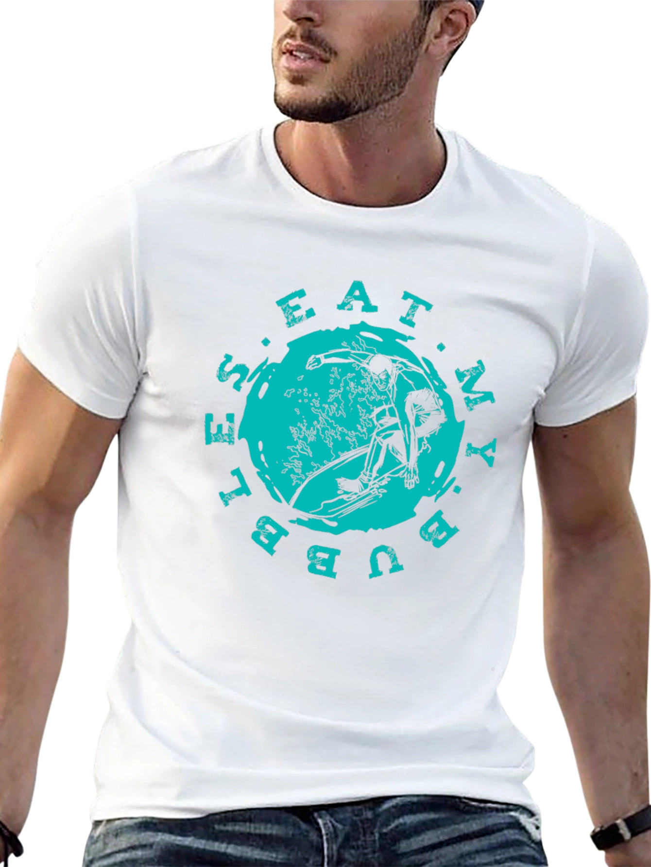 Eat My Bubbles Surfer Graphic Black T-Shirt