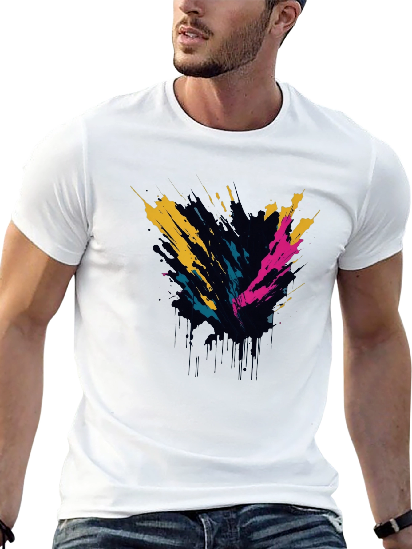 Abstract Splatter Graphic Tee - Mens Black T-Shirt