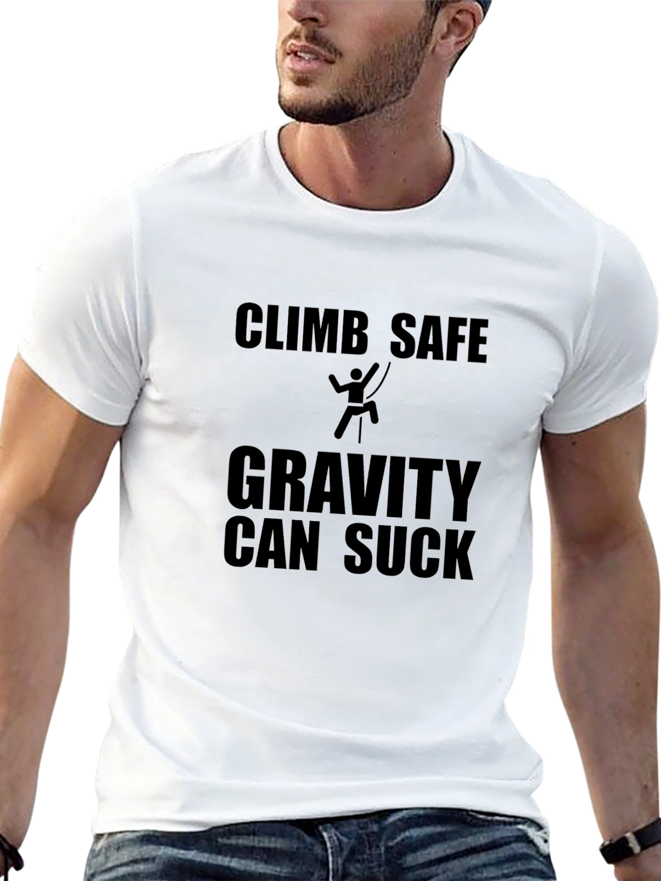 Climb Safe Gravity Can Suck Black T-Shirt