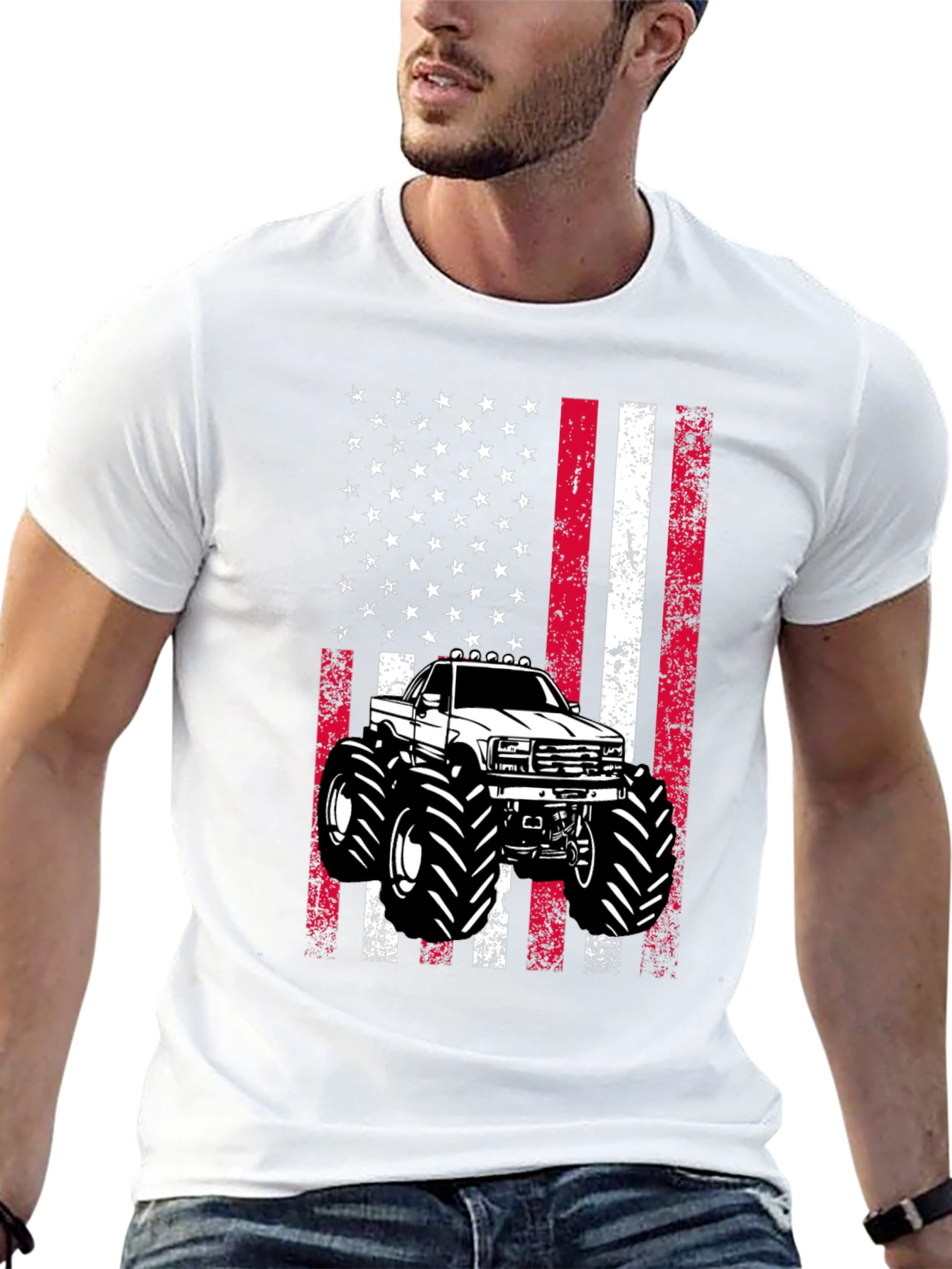 American Flag Monster Truck Graphic Tee
