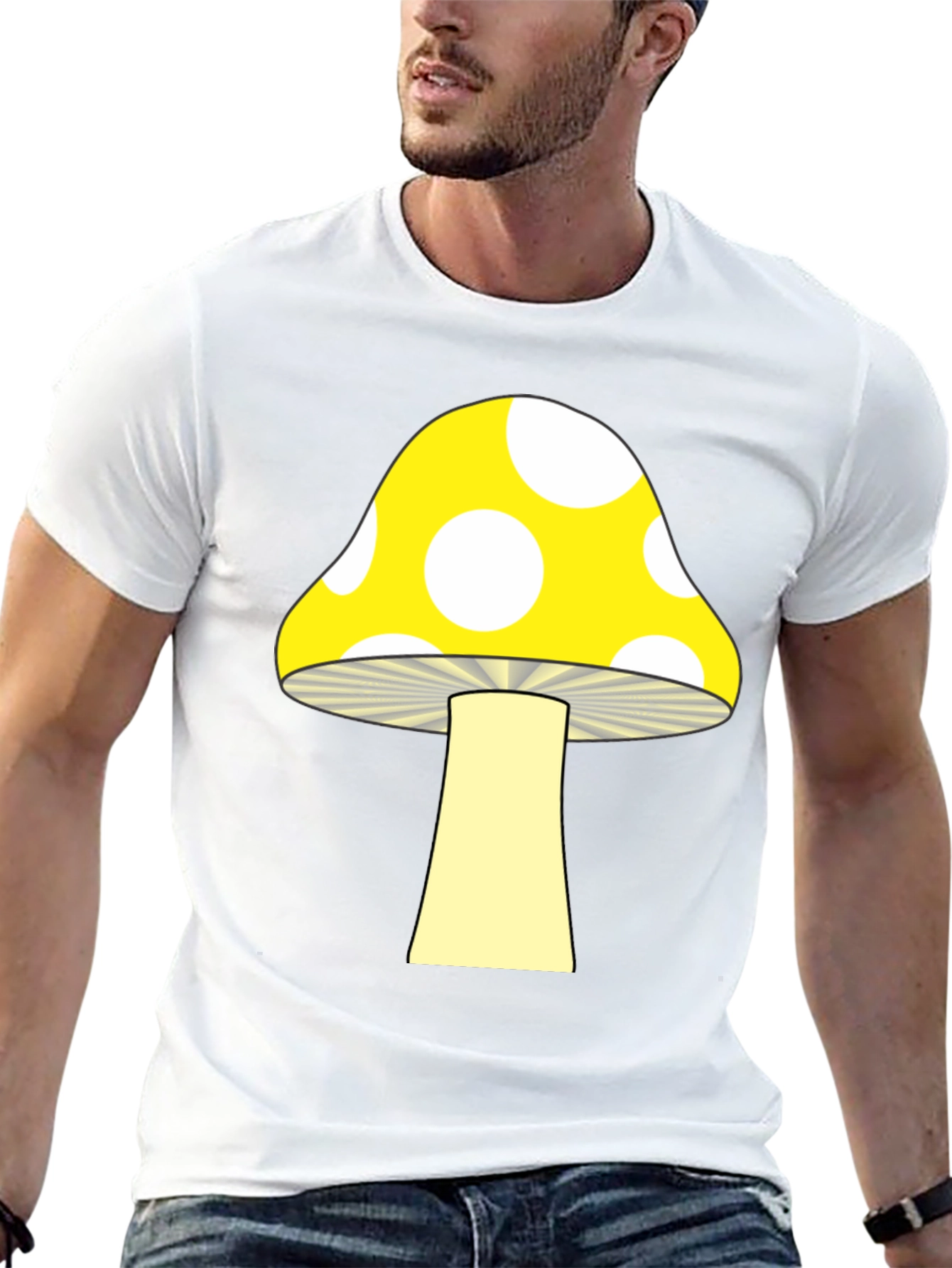 Mushroom Graphic Tee - Funky Black T-Shirt