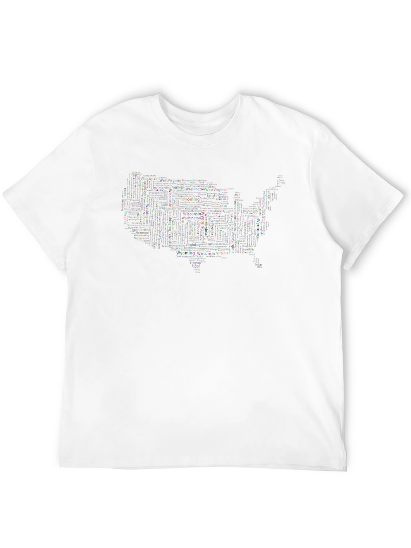USA State Names Graphic Print T-Shirt