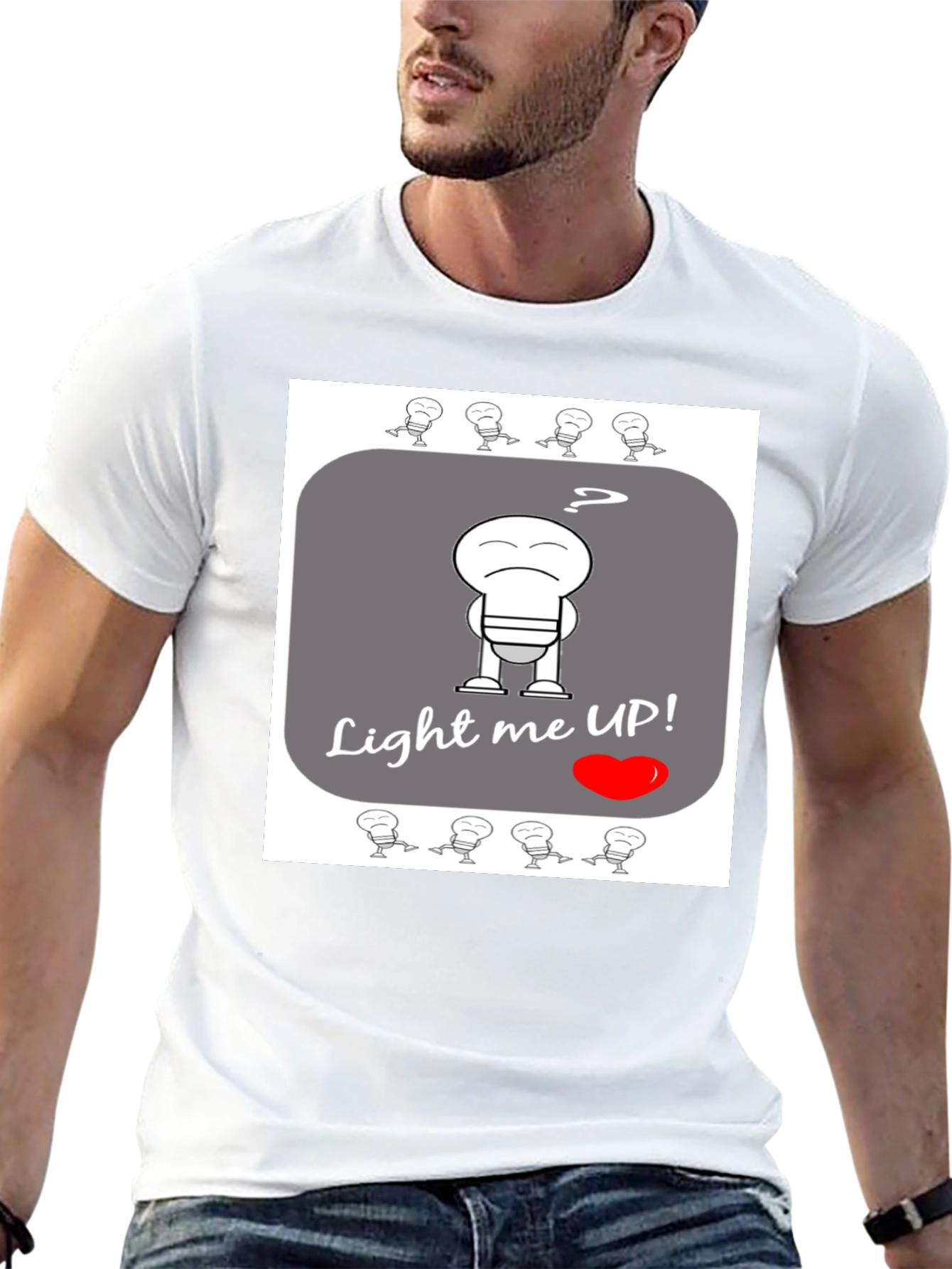 Humorous Light Me Up! Graphic T-Shirt - Black