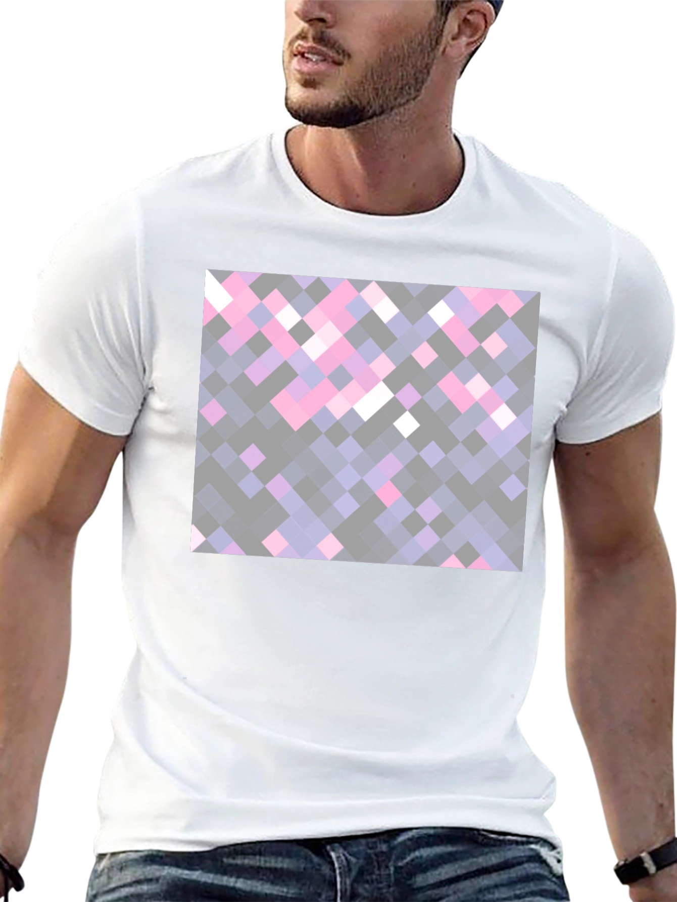 Pixelated Squares Black Tee