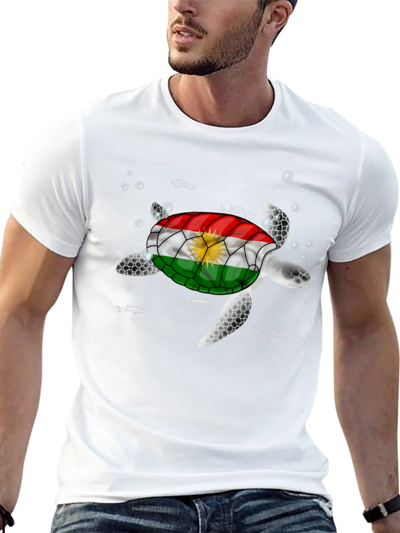 Kurdish Flag Turtle Graphic T-Shirt