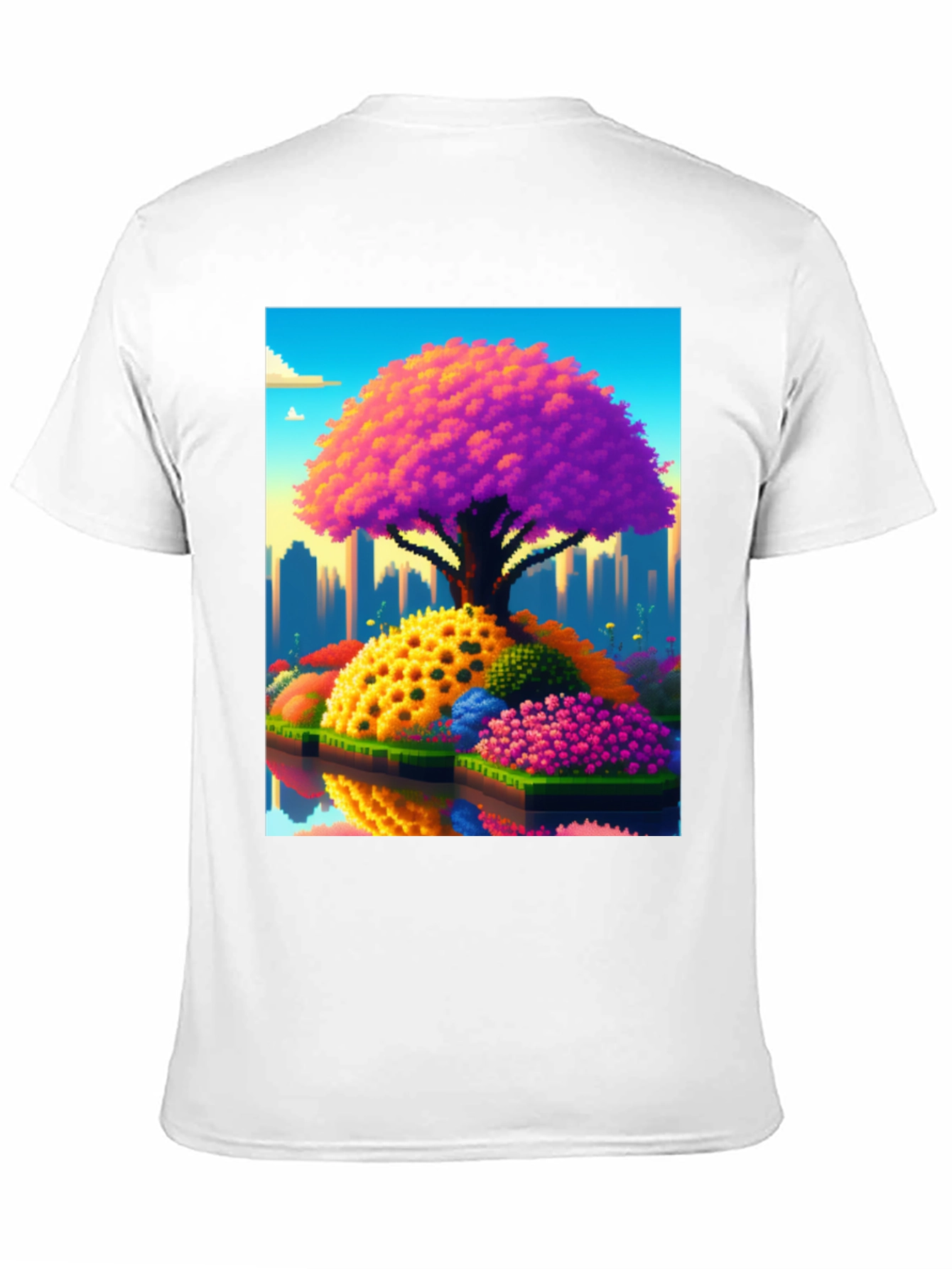 Pixelated Tree Cityscape Graphic Tee