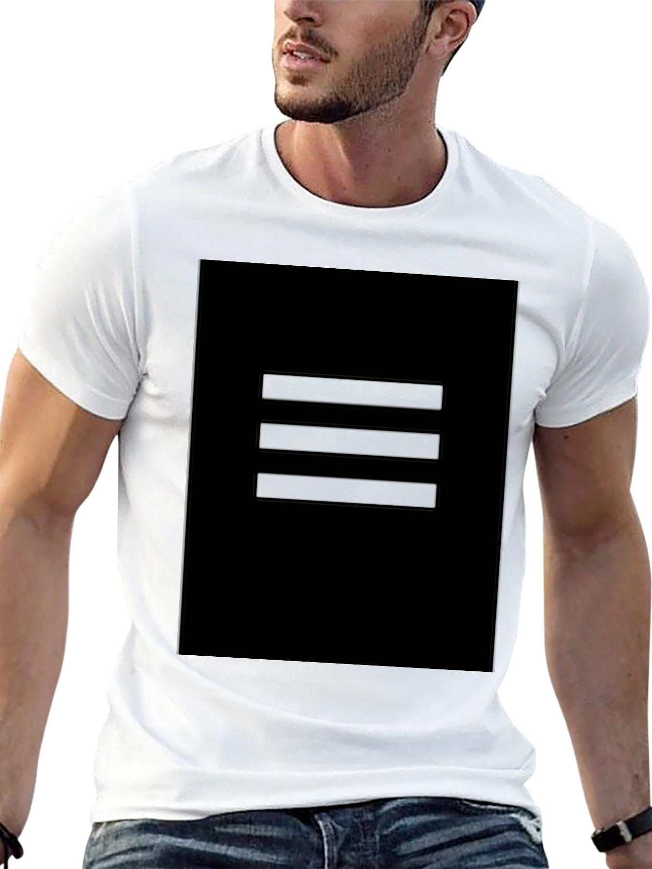 Minimalist Black T-Shirt with Graphic Square Design
