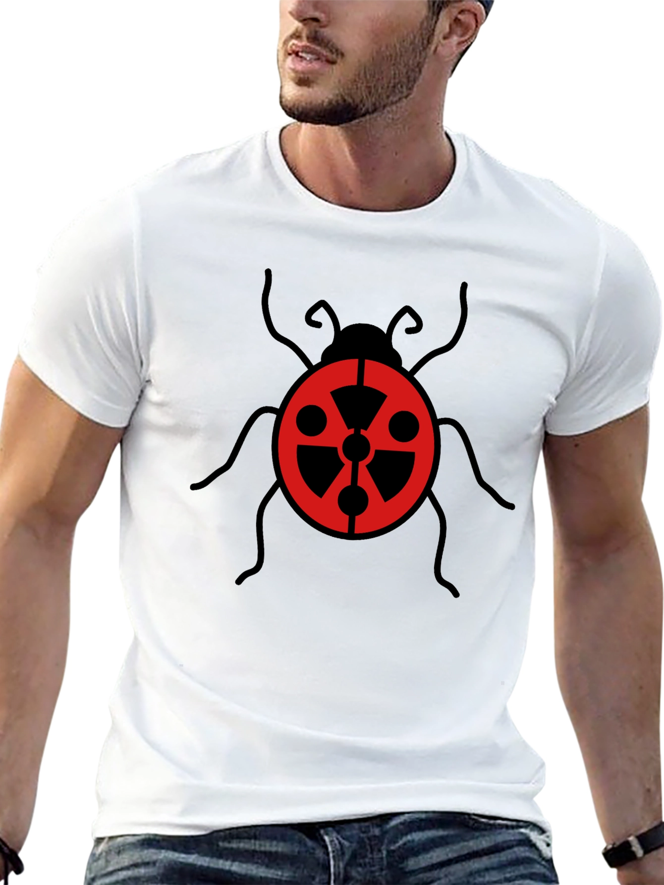 Radioactive Ladybug Graphic Tee - Black Cotton Shirt