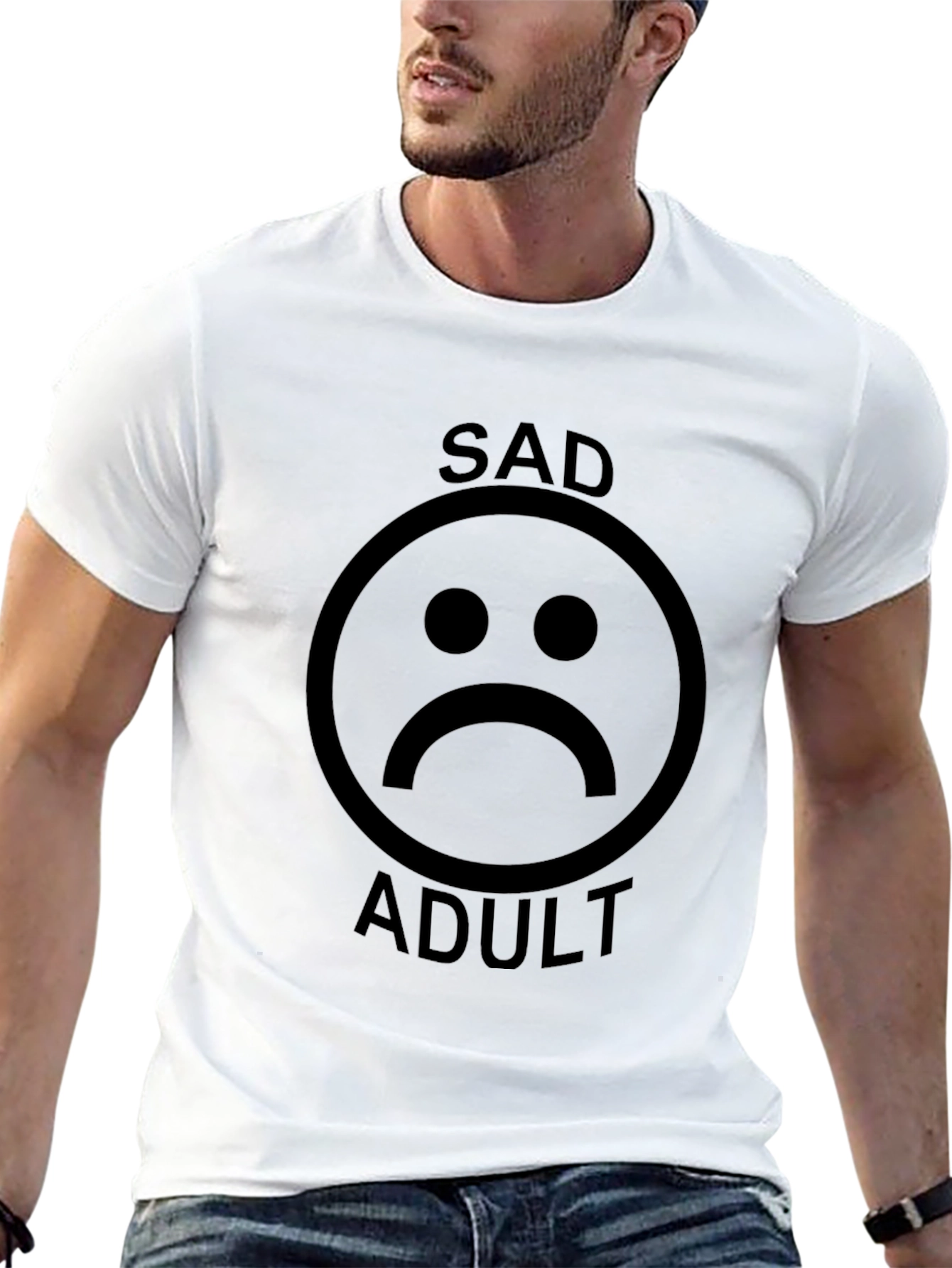 Sad Adult Graphic Tee - Unisex Black T-Shirt