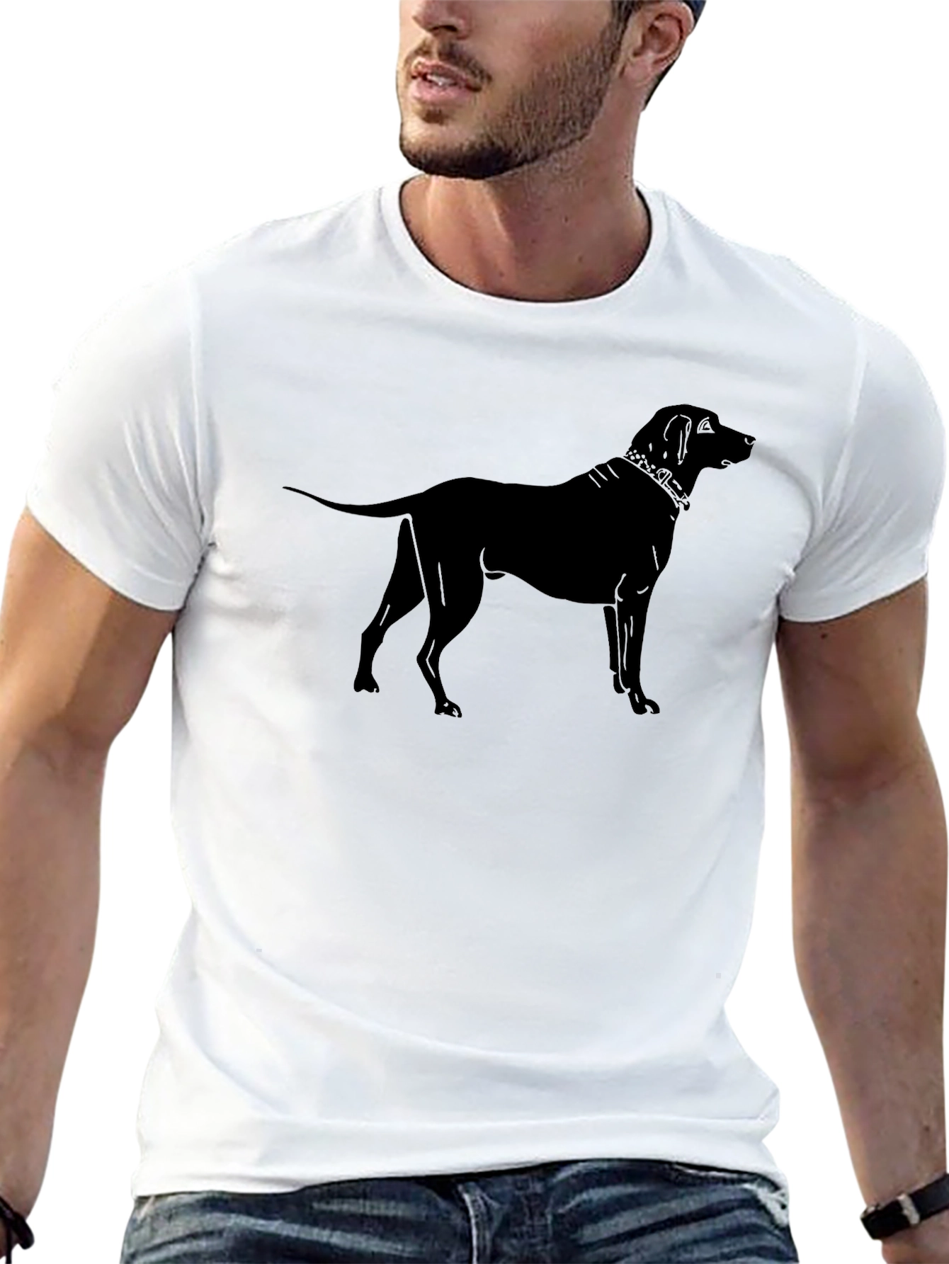 Dog Silhouette Graphic Tee - Black