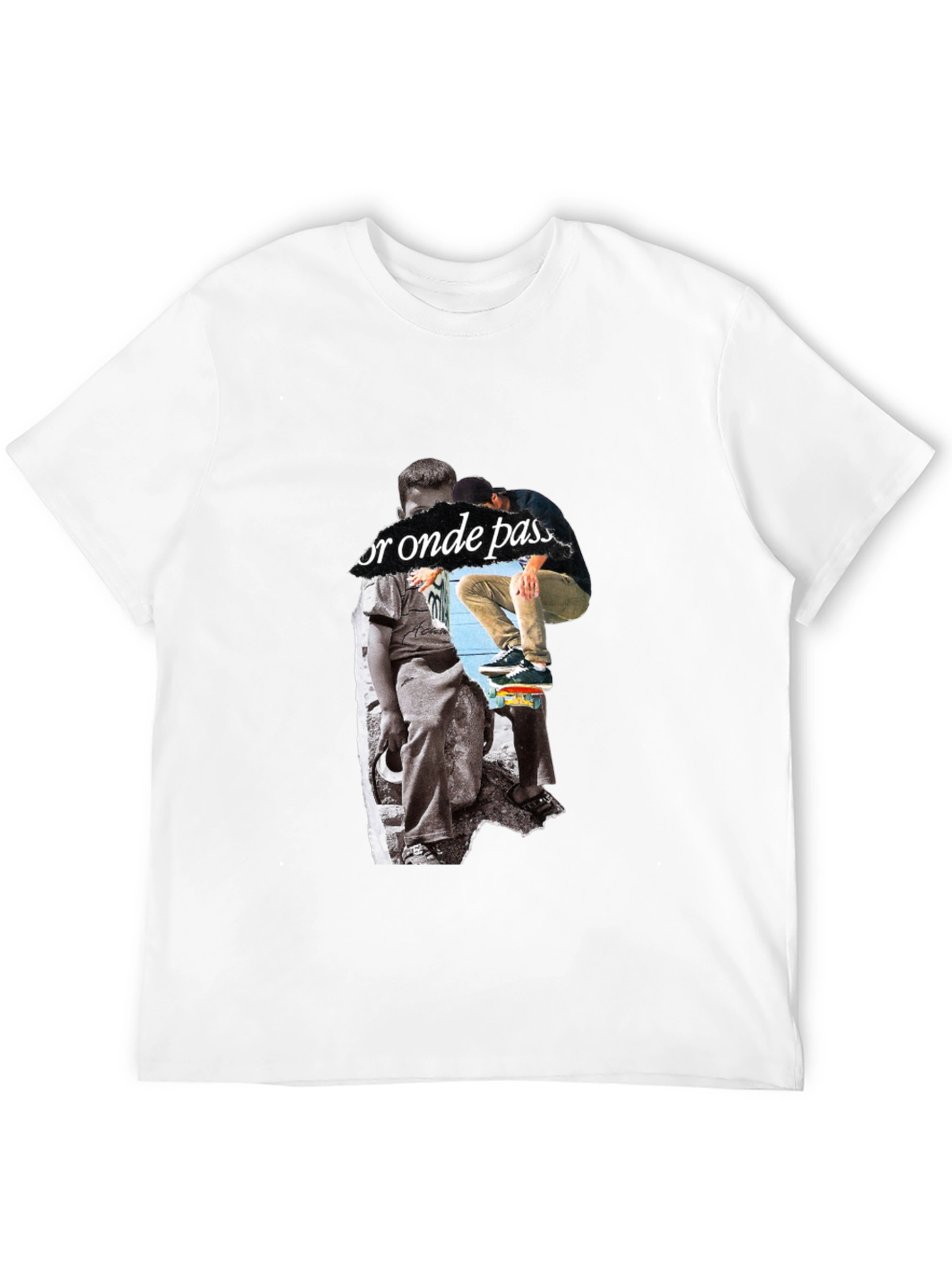 Skateboarding Graphic Print Black T-Shirt