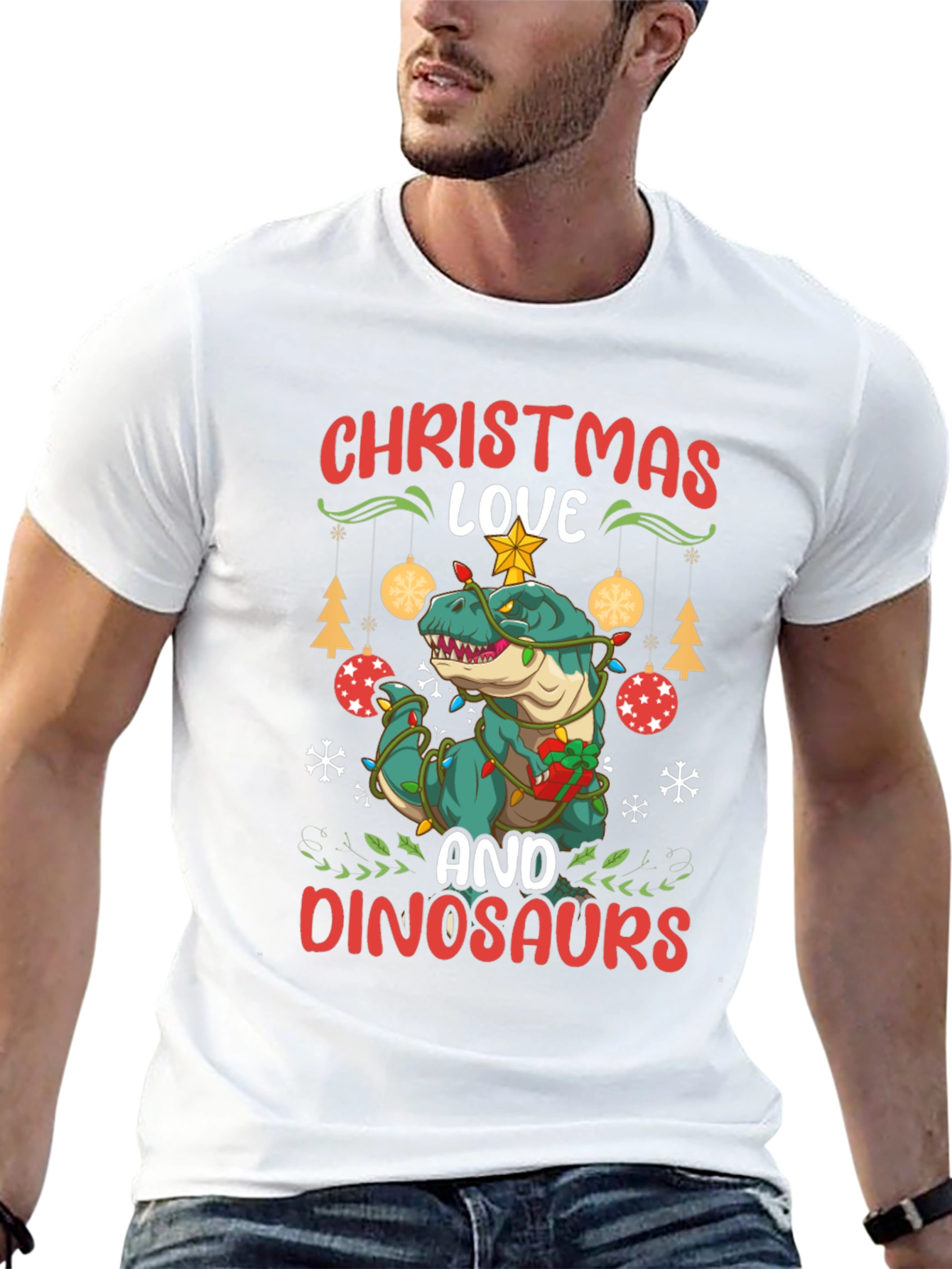 Christmas Dinosaur T-Shirt Holiday Apparel