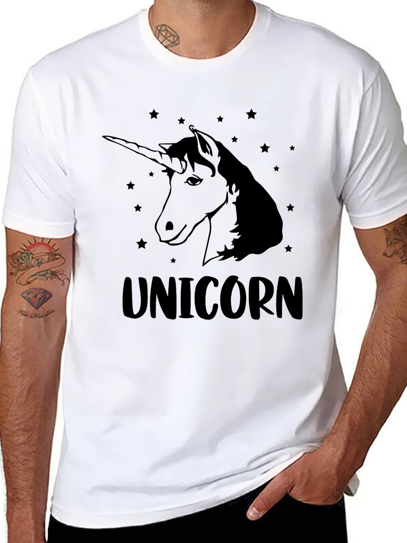 Unicorn Graphic Print Black T-Shirt