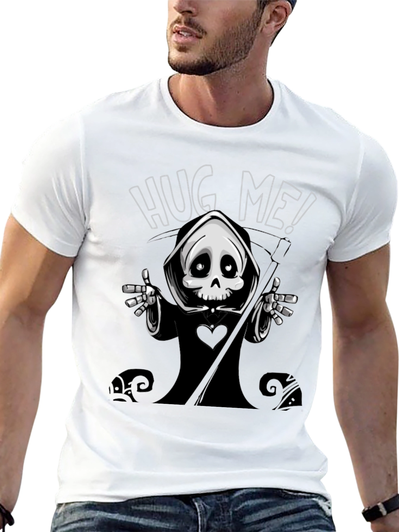 Hug Me! Grim Reaper Graphic Tee - Black