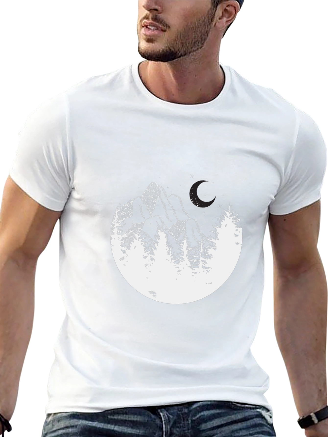 Mountainscape Graphic Tee - Black Cotton Blend