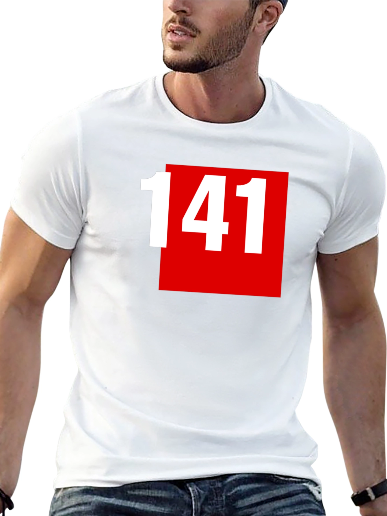 141 Graphic Tee - Bold Red Square
