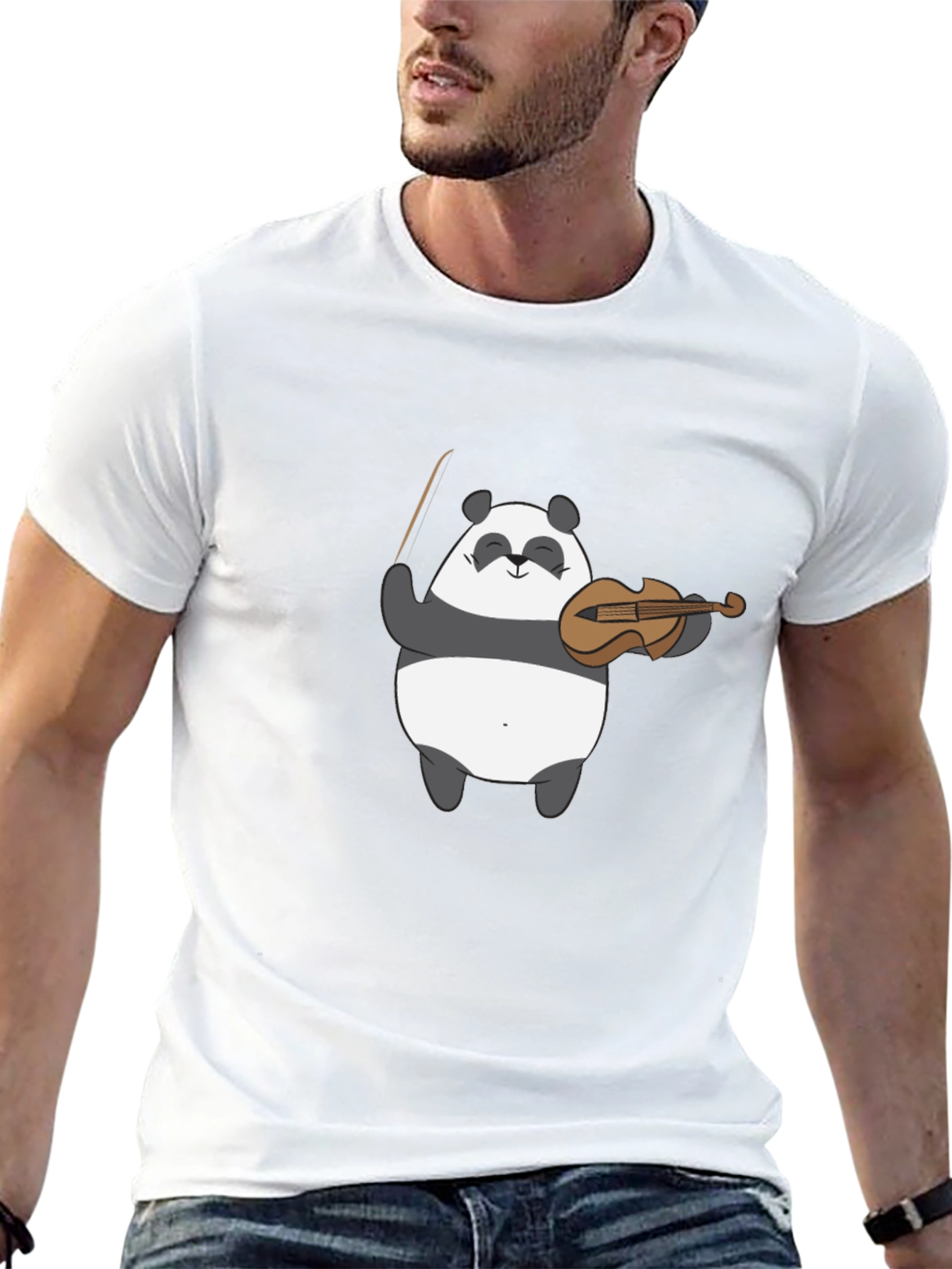 Panda Violinist Graphic Tee - Cute Musical T-Shirt
