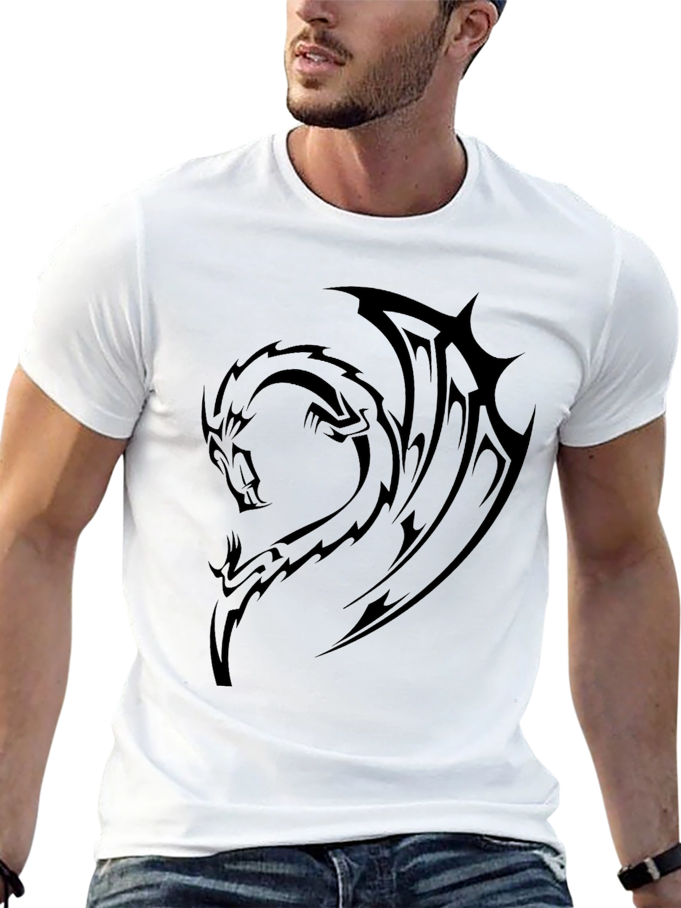 Mens Black Dragon Graphic T-Shirt