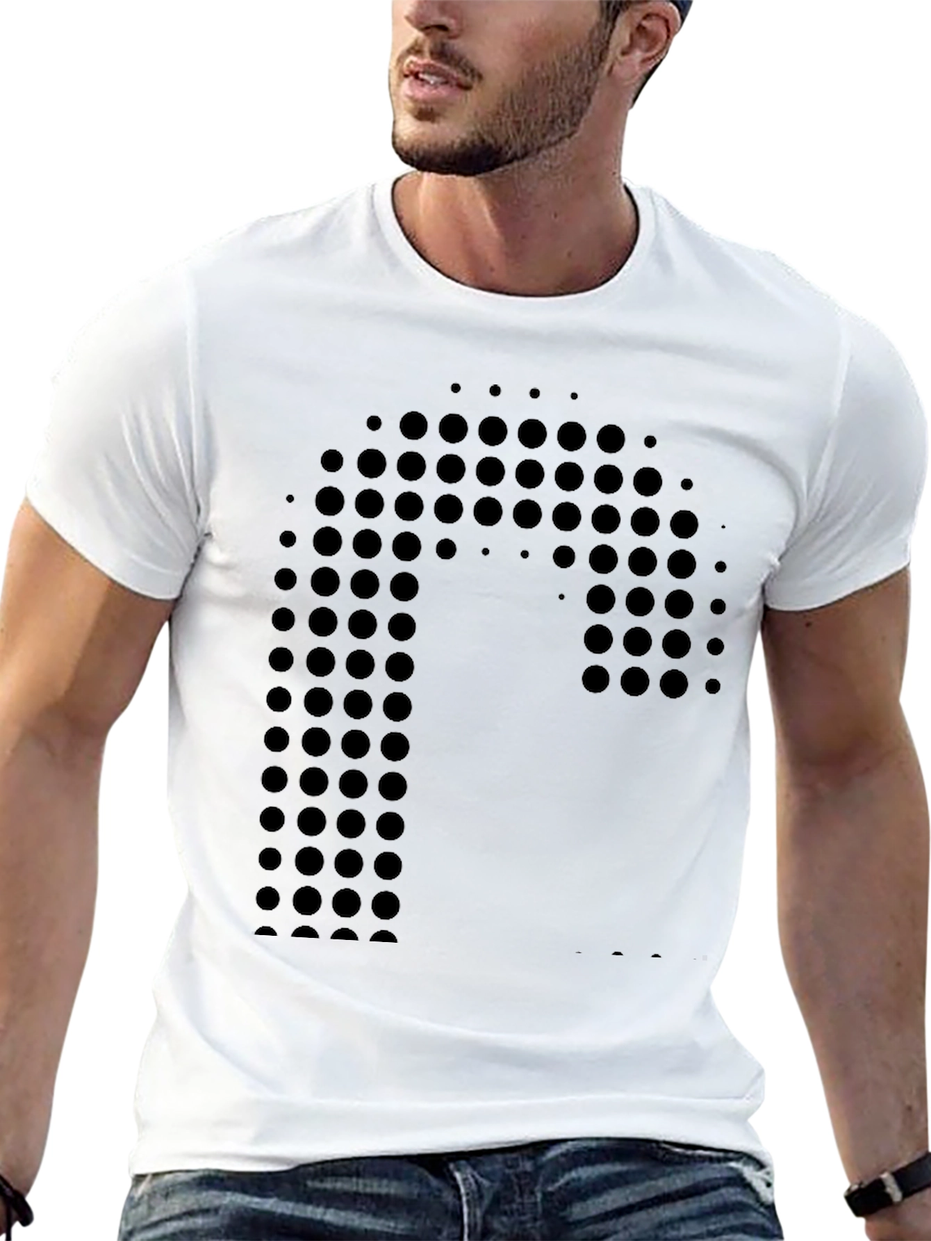 Modern Dot Design Black T-Shirt