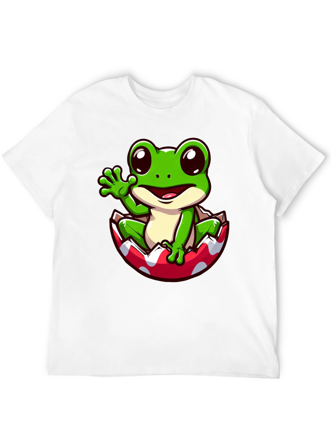 Frog in Eggshell Graphic Tee - Cute Cartoon Design