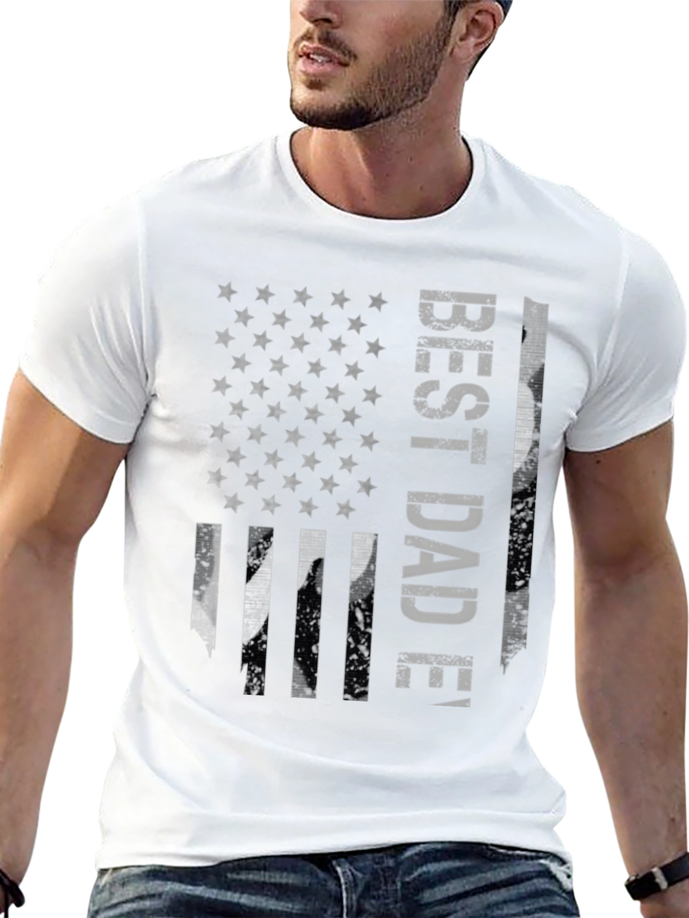 Best Dad Ever American Flag Graphic T-Shirt