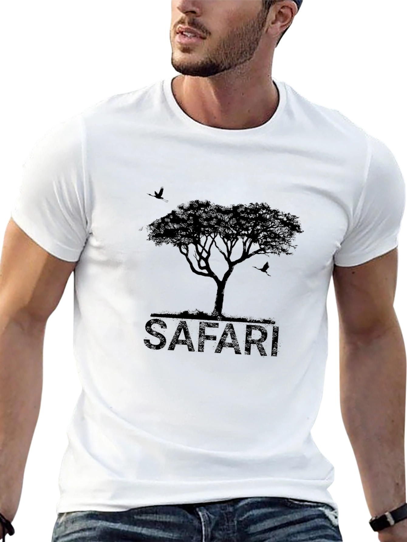Safari Tree Graphic T-Shirt - Black