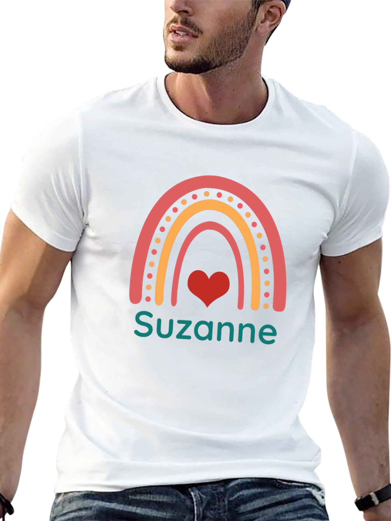 Personalized Name Rainbow Heart T-Shirt