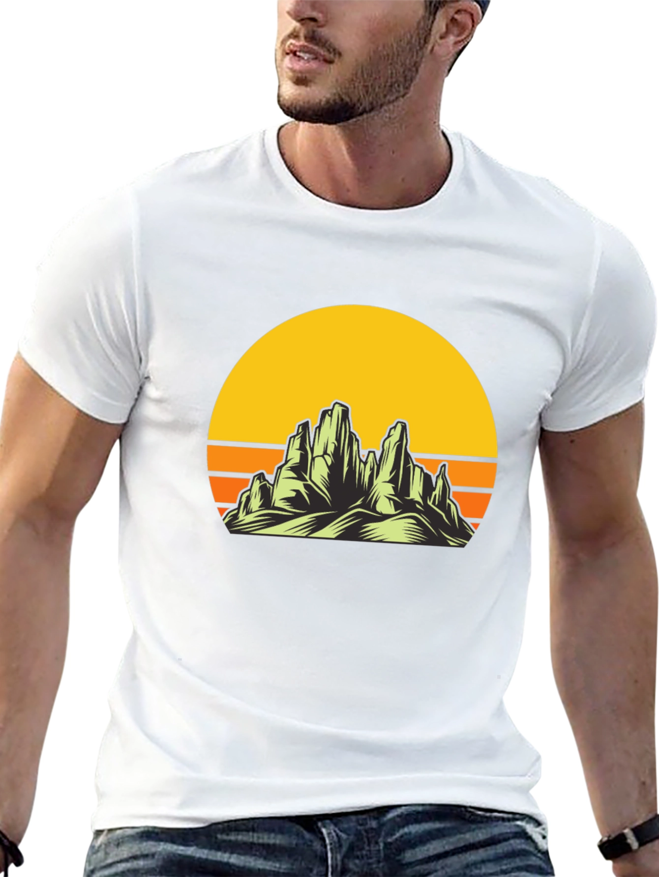 Sunset Mountain Graphic Tee - Black