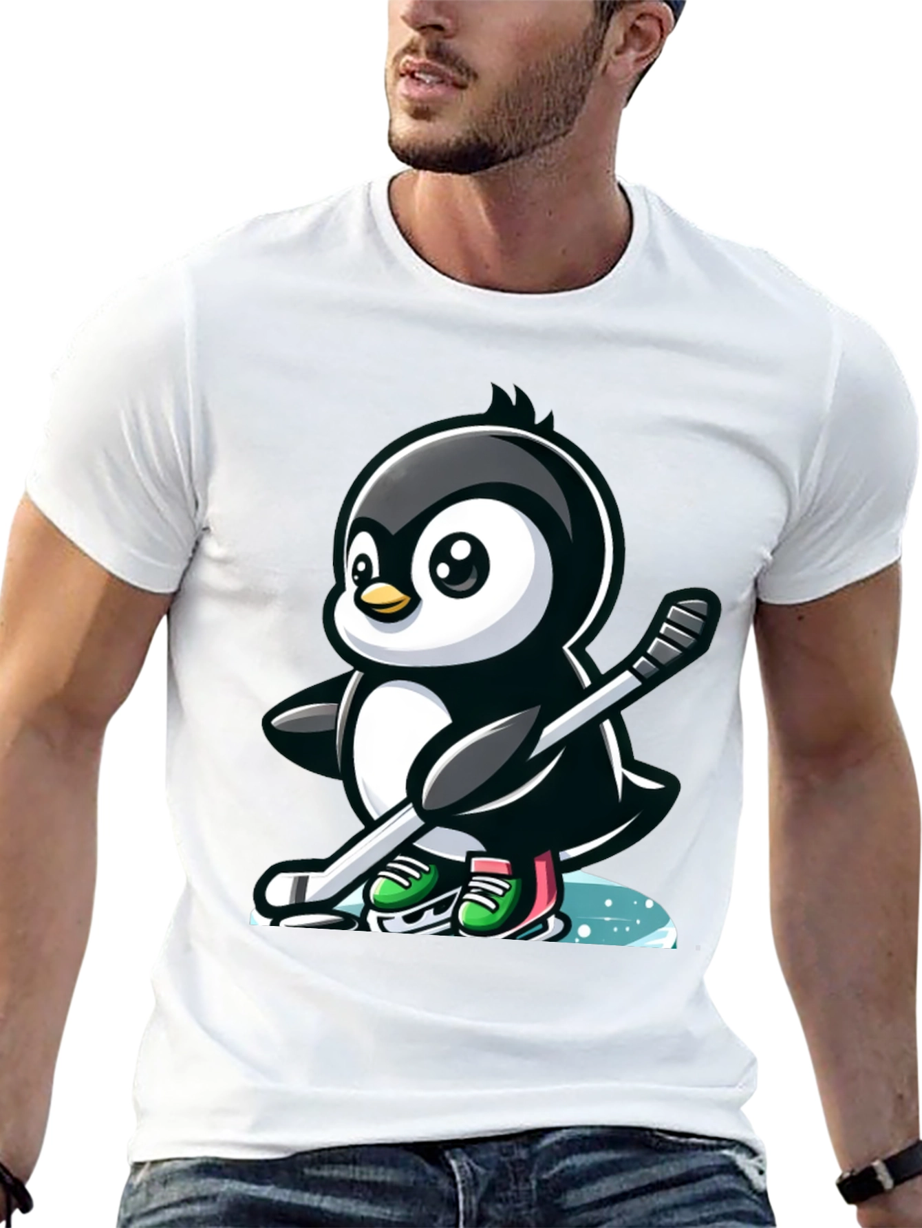 Hockey Penguin T-Shirt - Cool Cartoon Tee