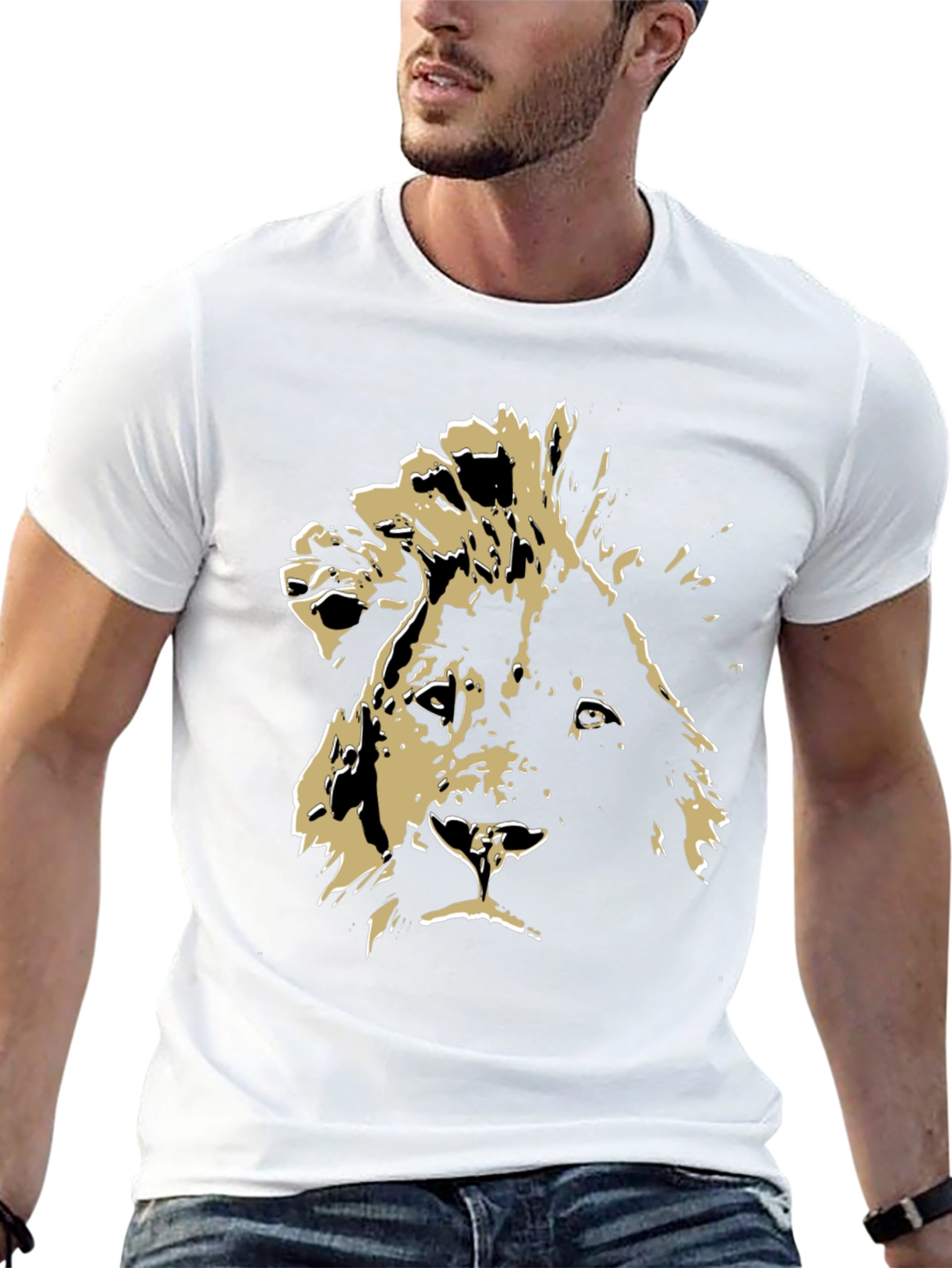 Lion Graphic Tee - Bold Animal Print Shirt