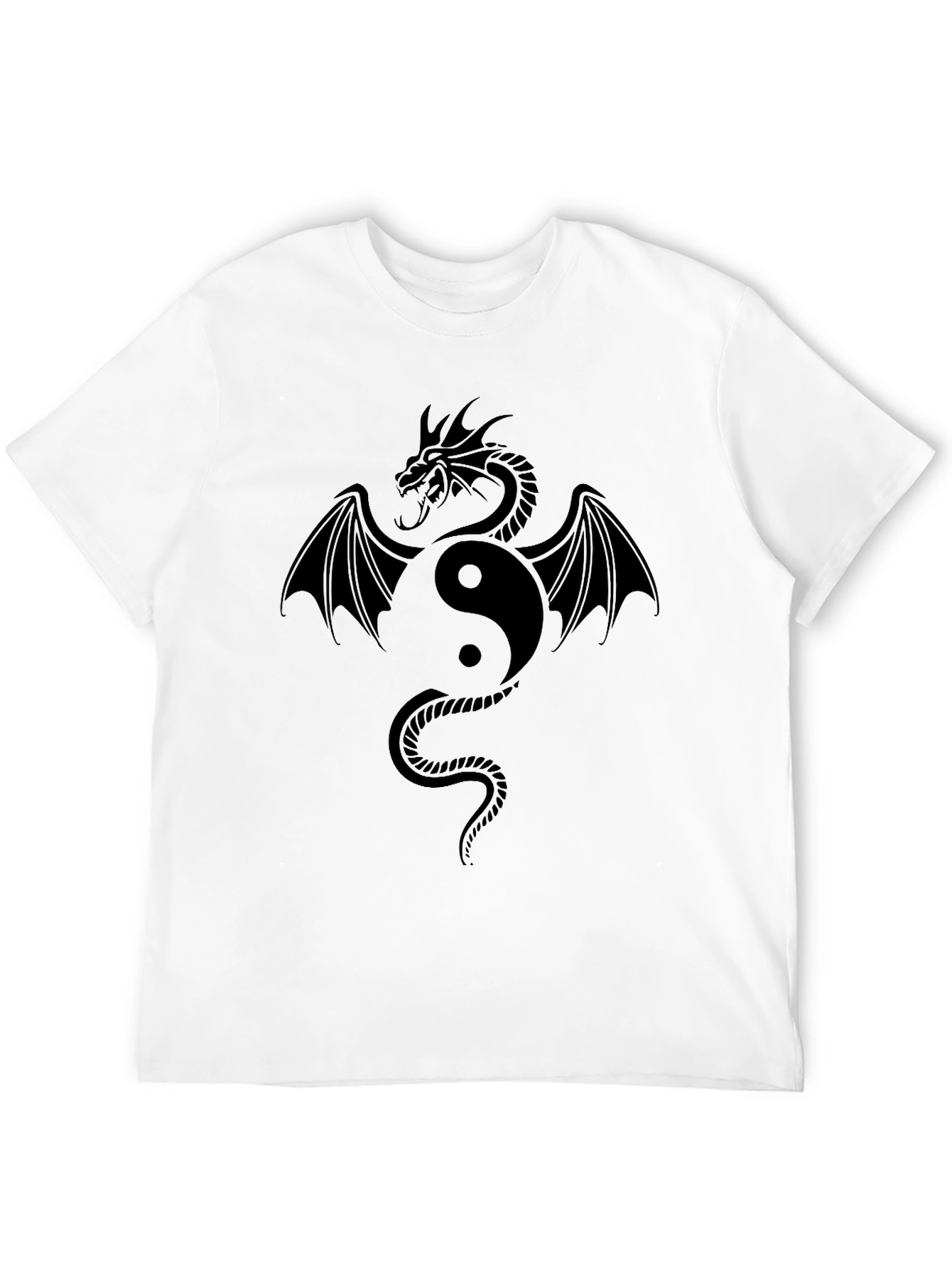 Yin Yang Dragon Graphic Tee - Stylish Black T-Shirt