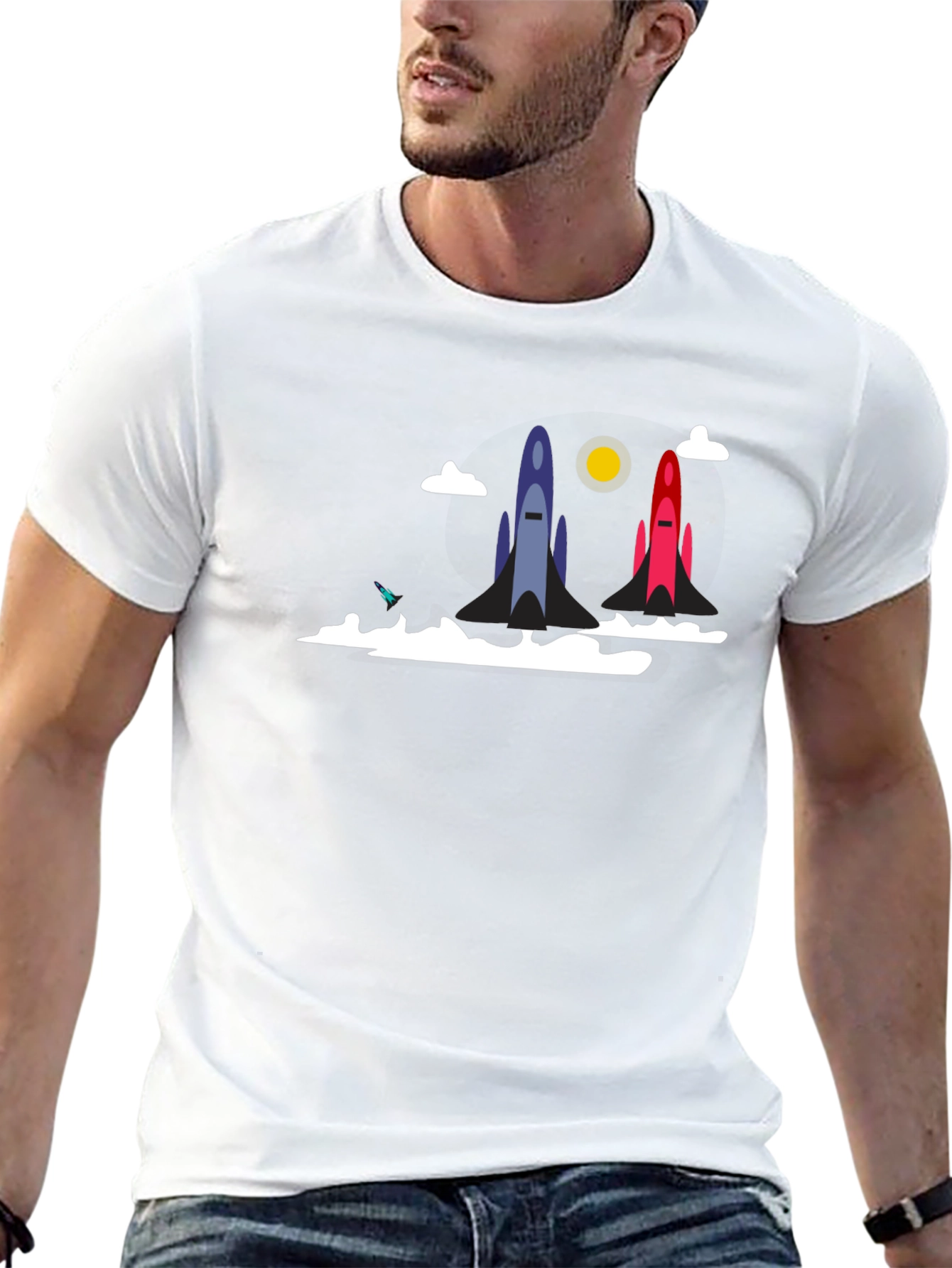 Rocket Launch Graphic T-Shirt - Space Adventure Tee