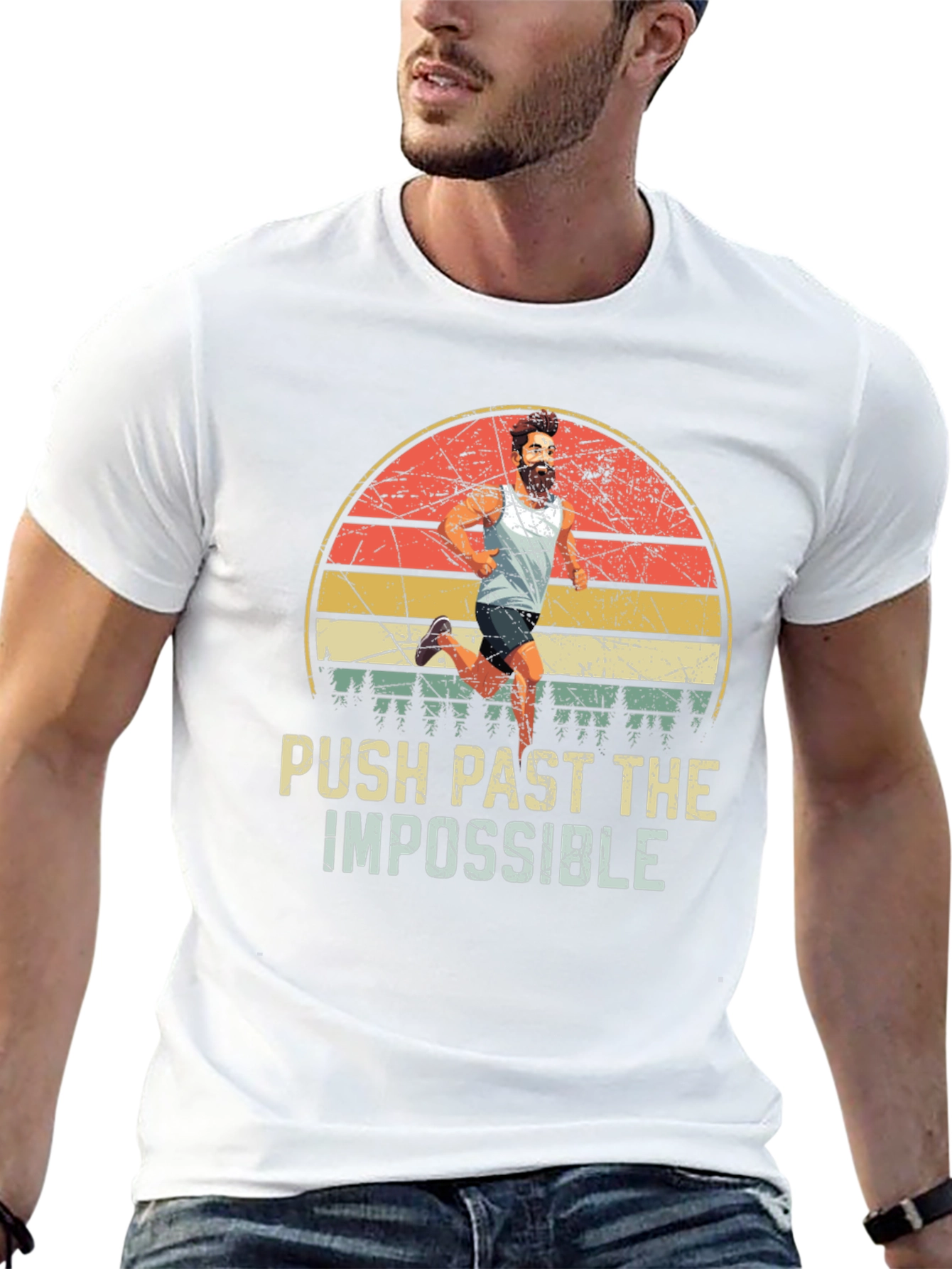Push Past Impossible Retro Graphic Tee