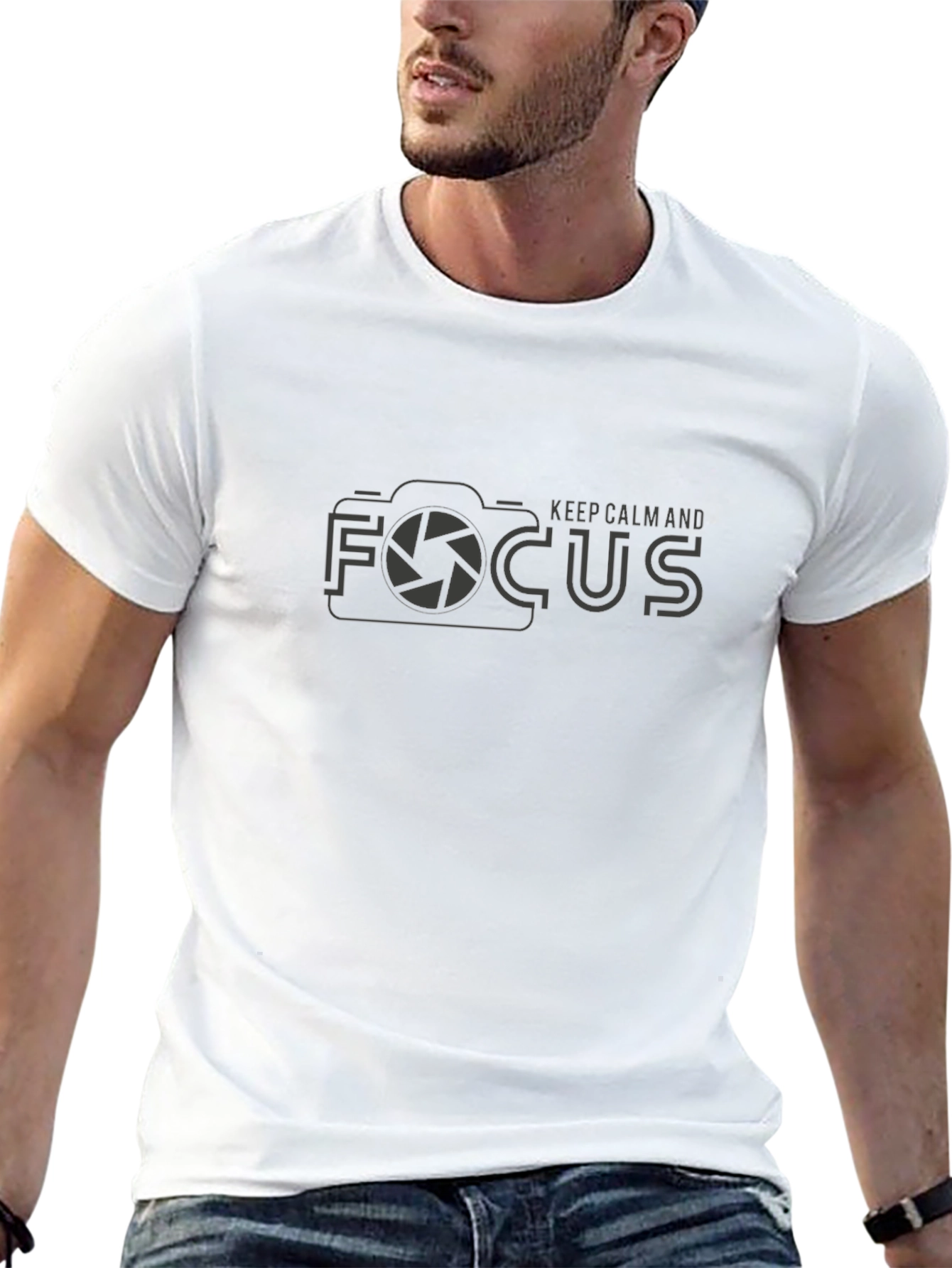 Keep Calm and Focus Camera Graphic T-Shirt