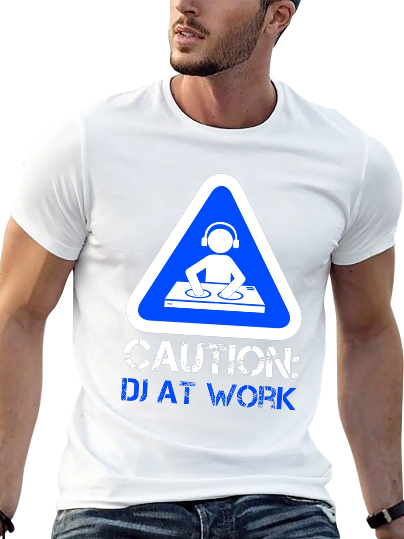 Caution DJ at Work Graphic T-Shirt