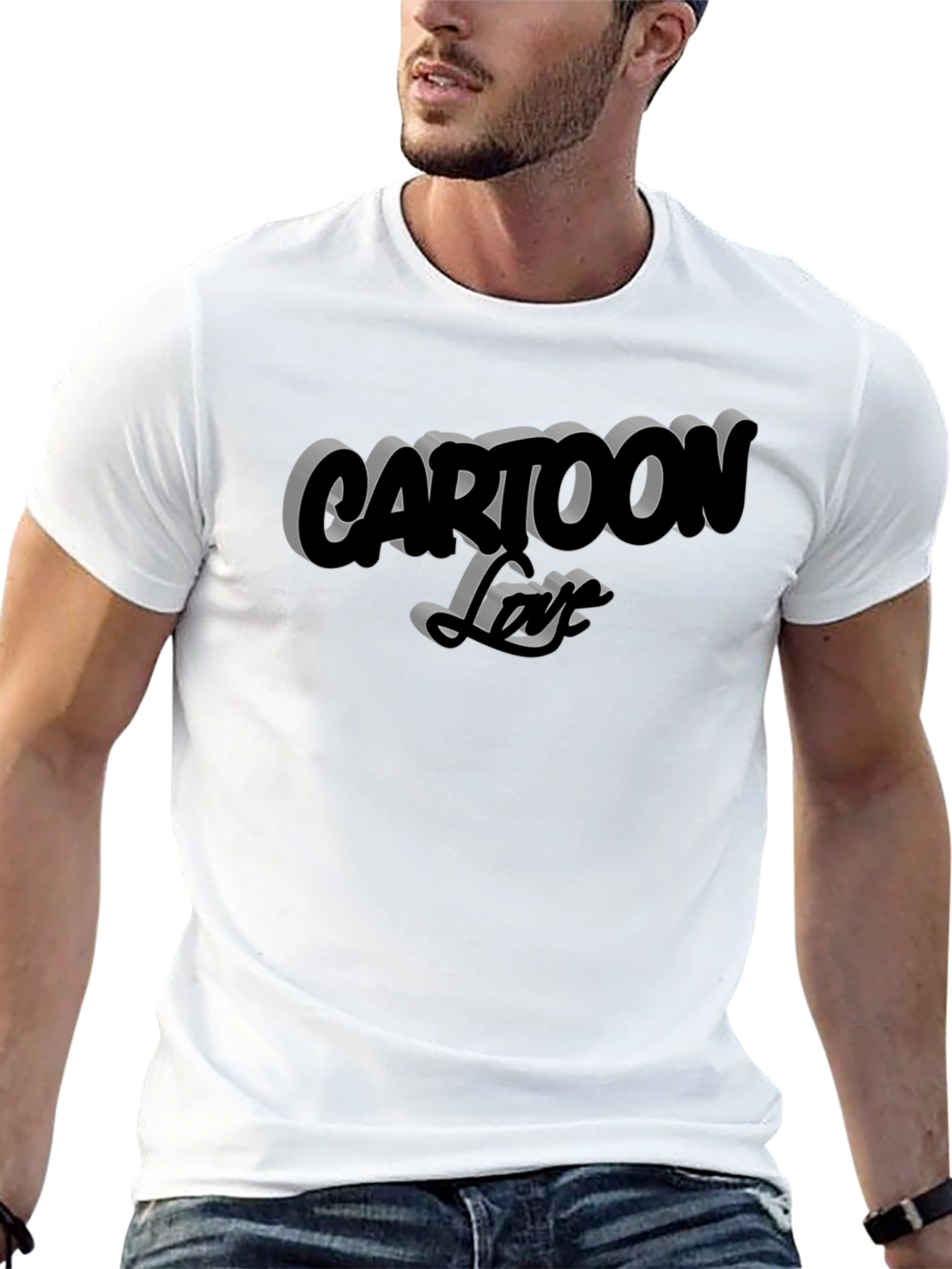 Cartoon Love Black Graphic Tee