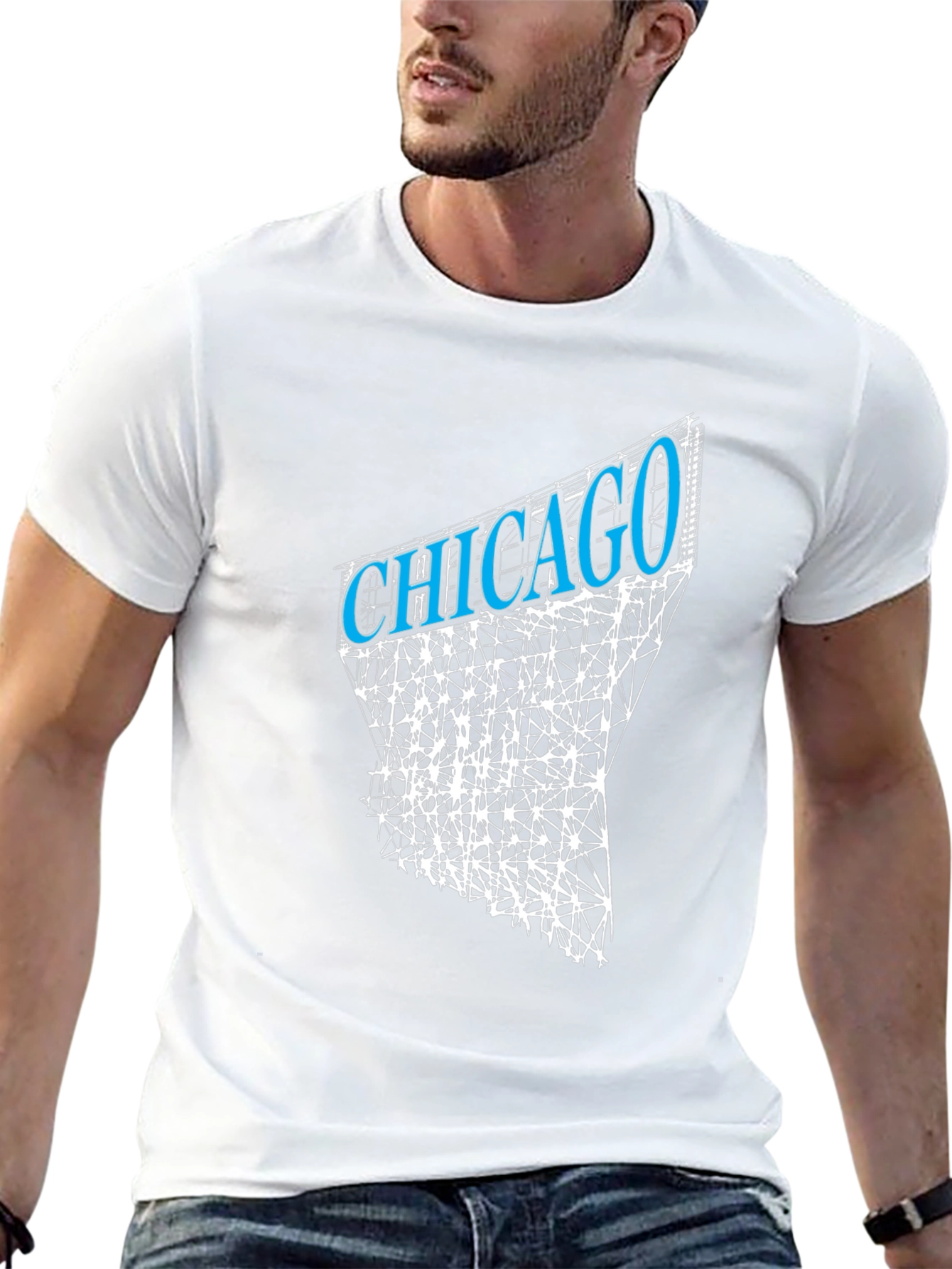 Chicago Geometric Graphic Print Black T-Shirt