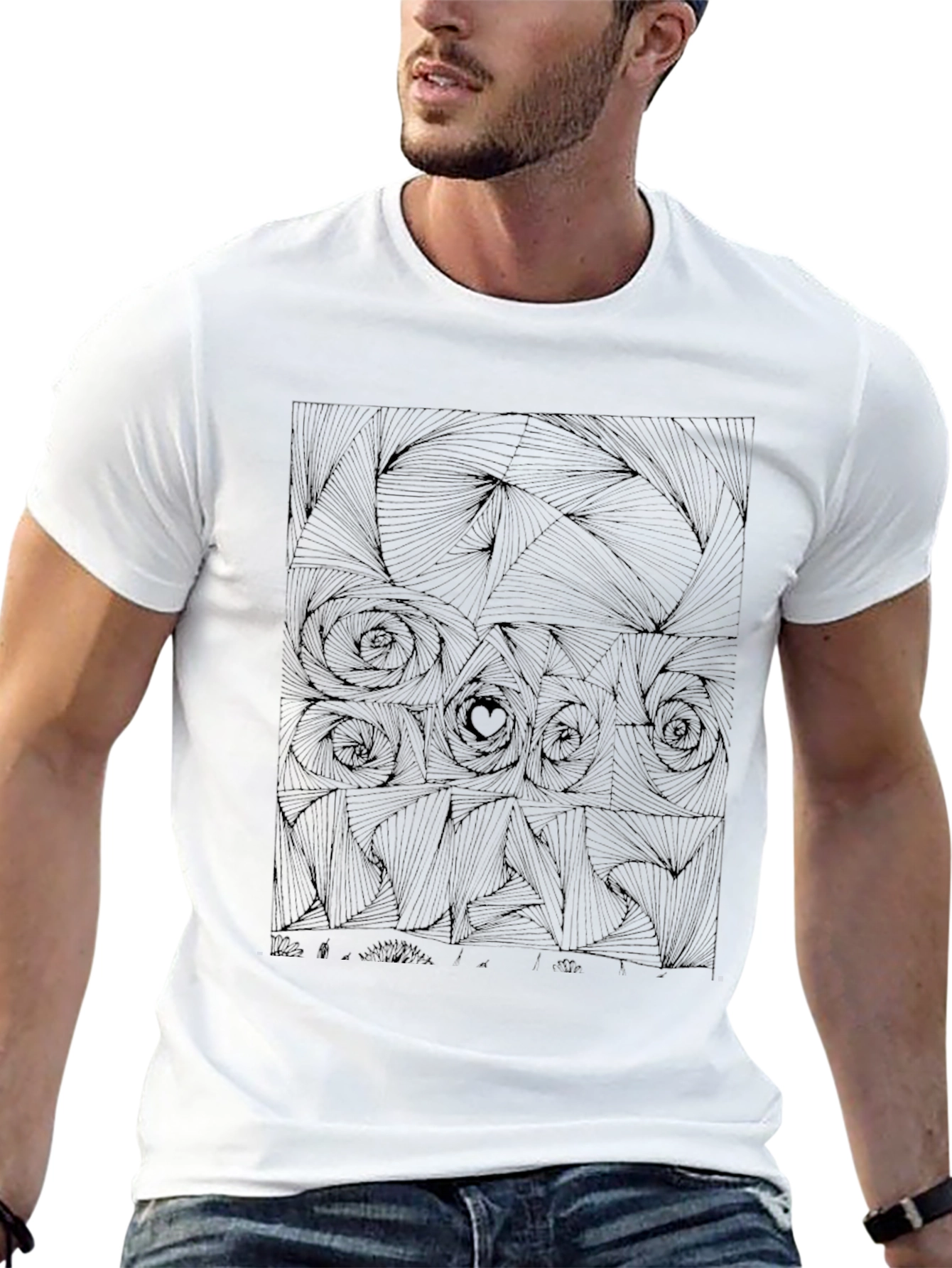 Abstract Rose Graphic Tee - Black Cotton T-Shirt