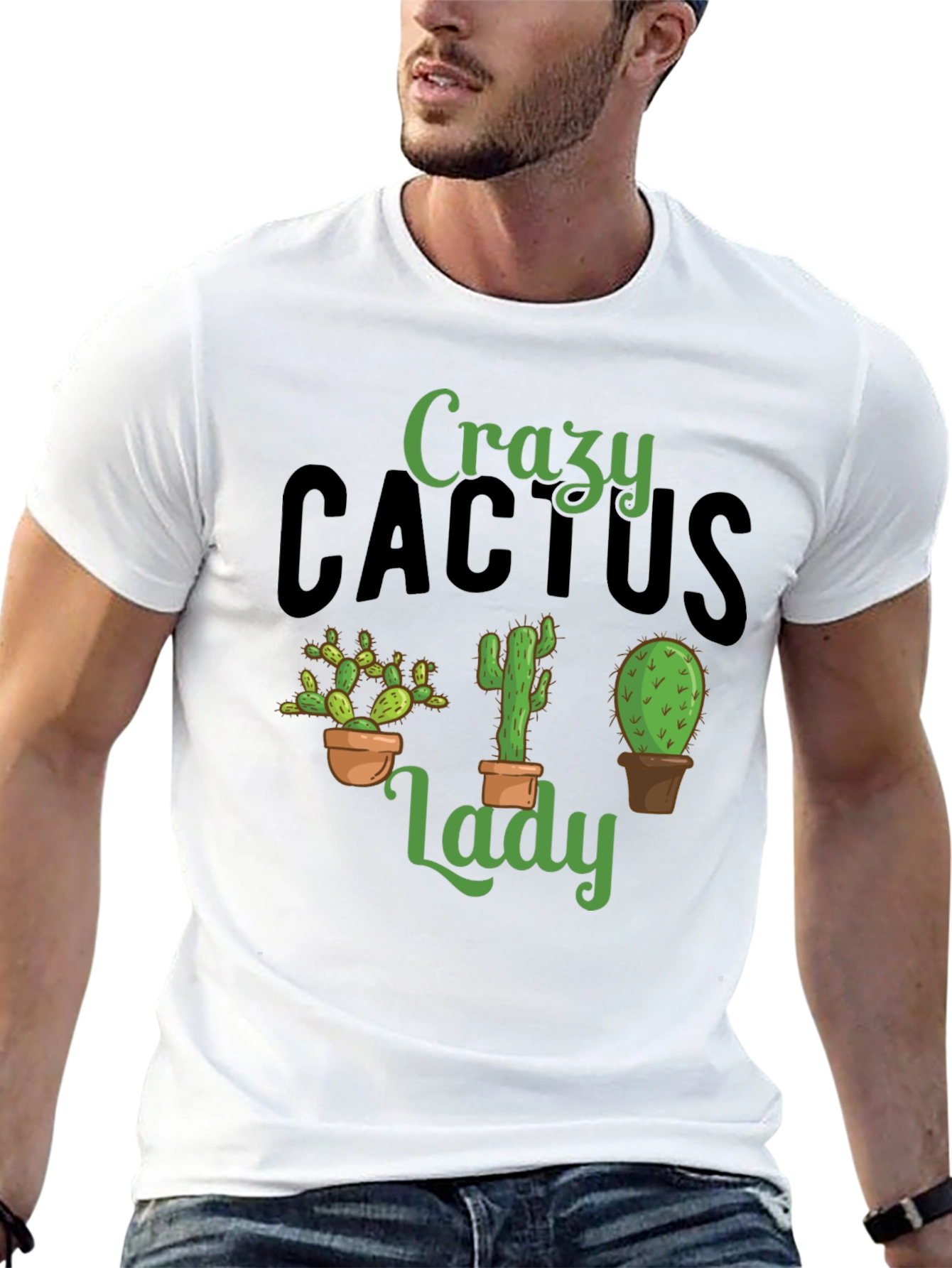 Crazy Cactus Lady Black T-Shirt