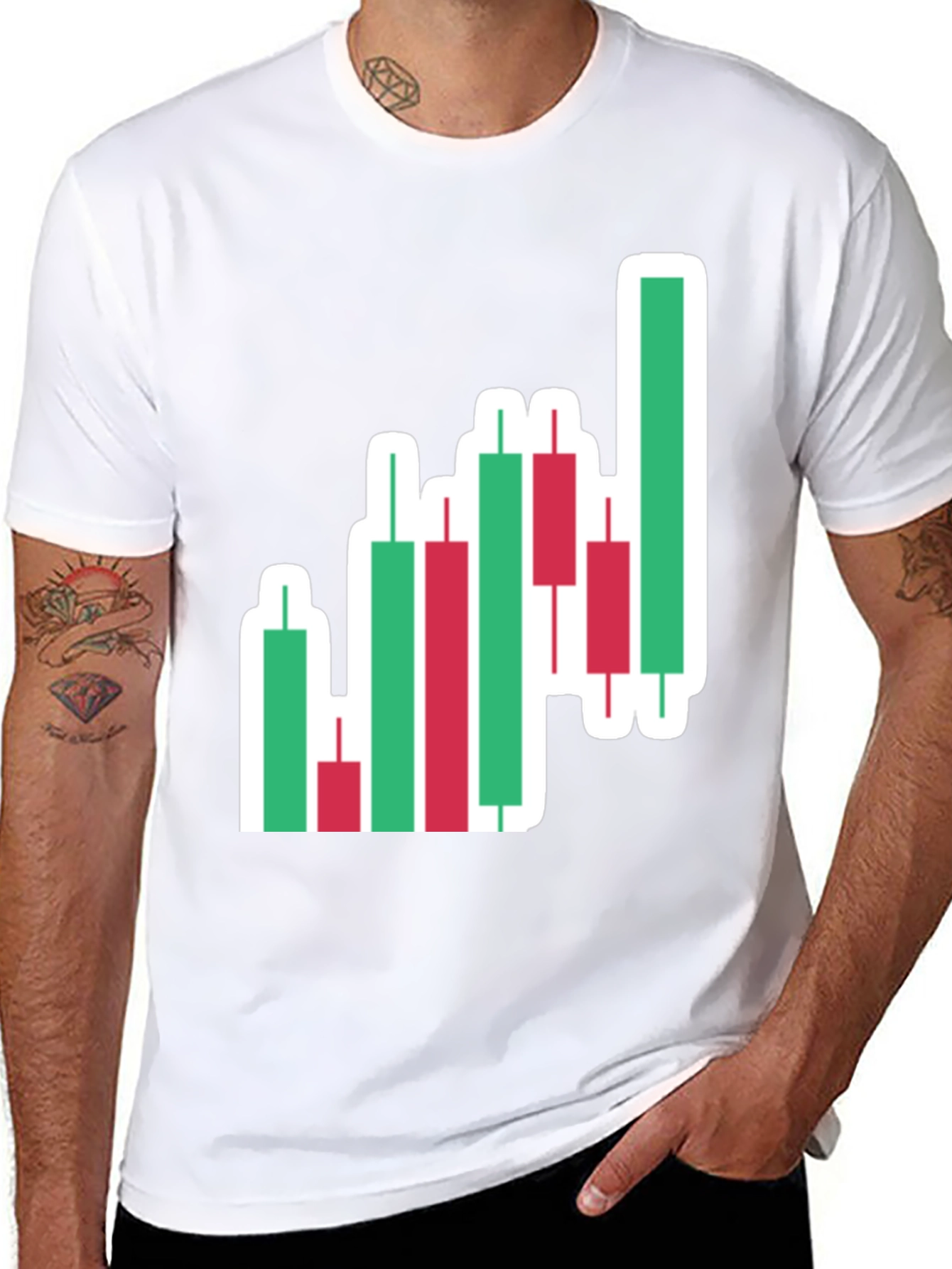 Black T-Shirt with Trading Candlestick Design