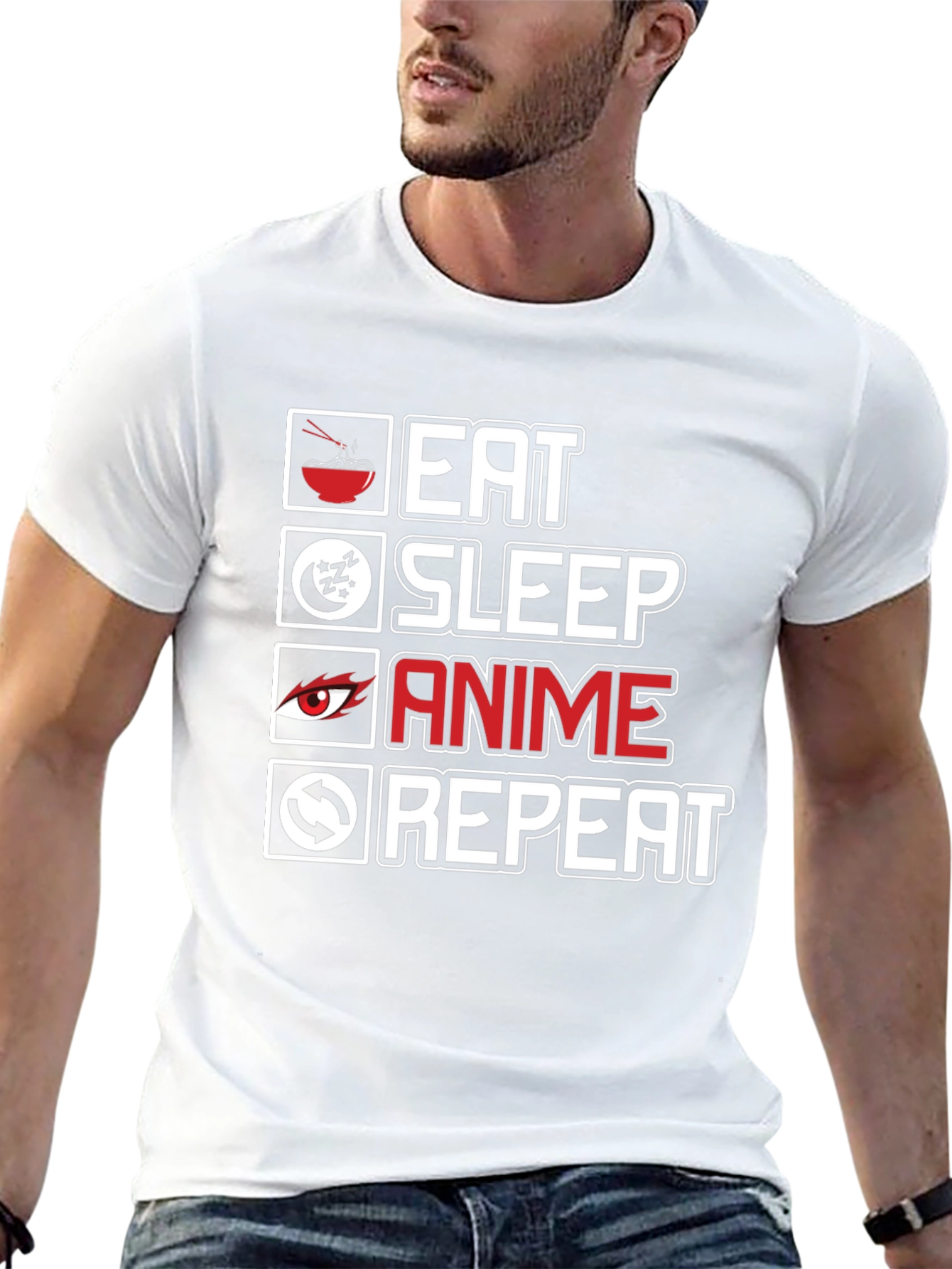 Eat Sleep Anime Repeat Graphic Tee