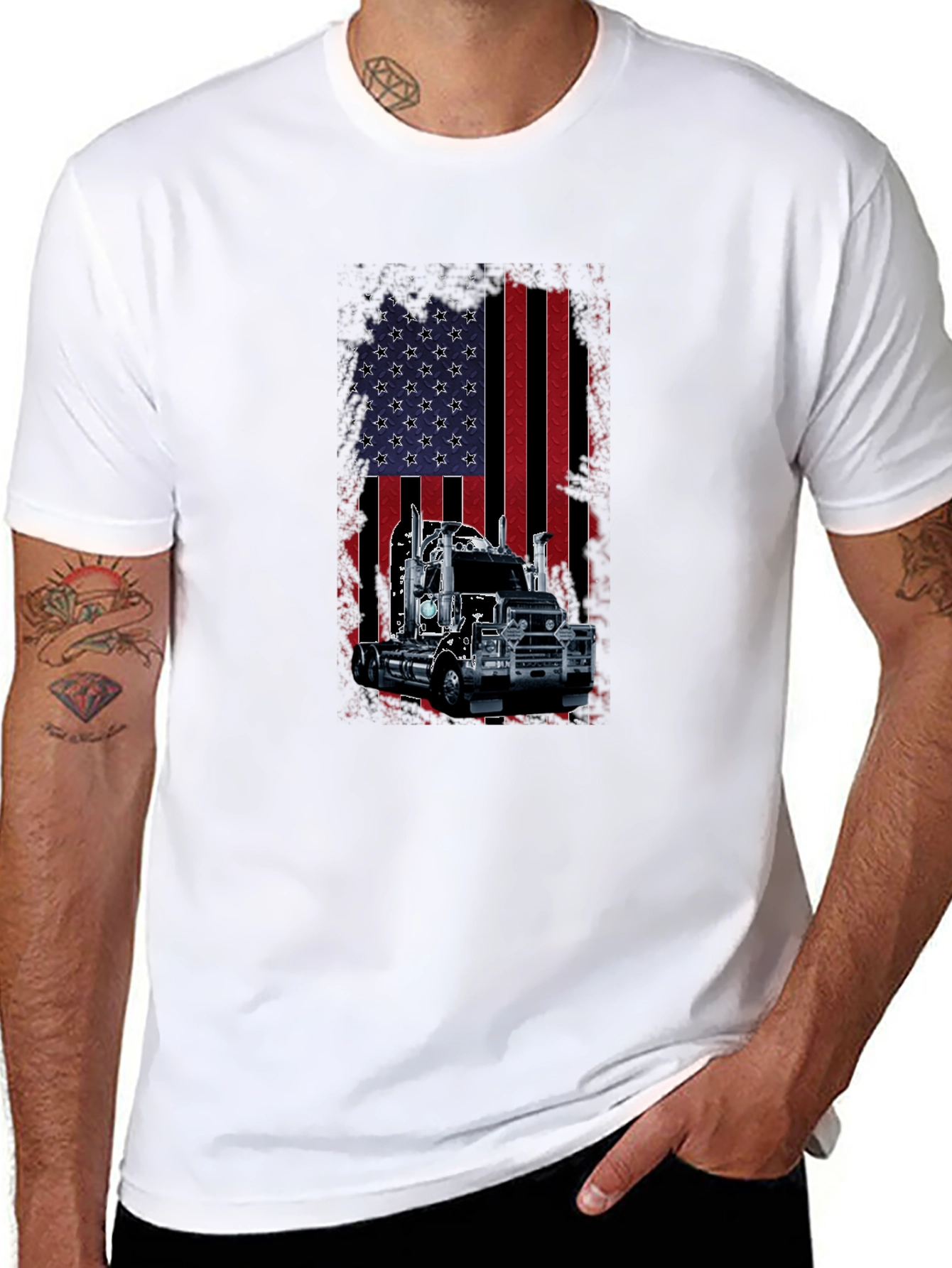 American Trucker Flag Graphic T-Shirt