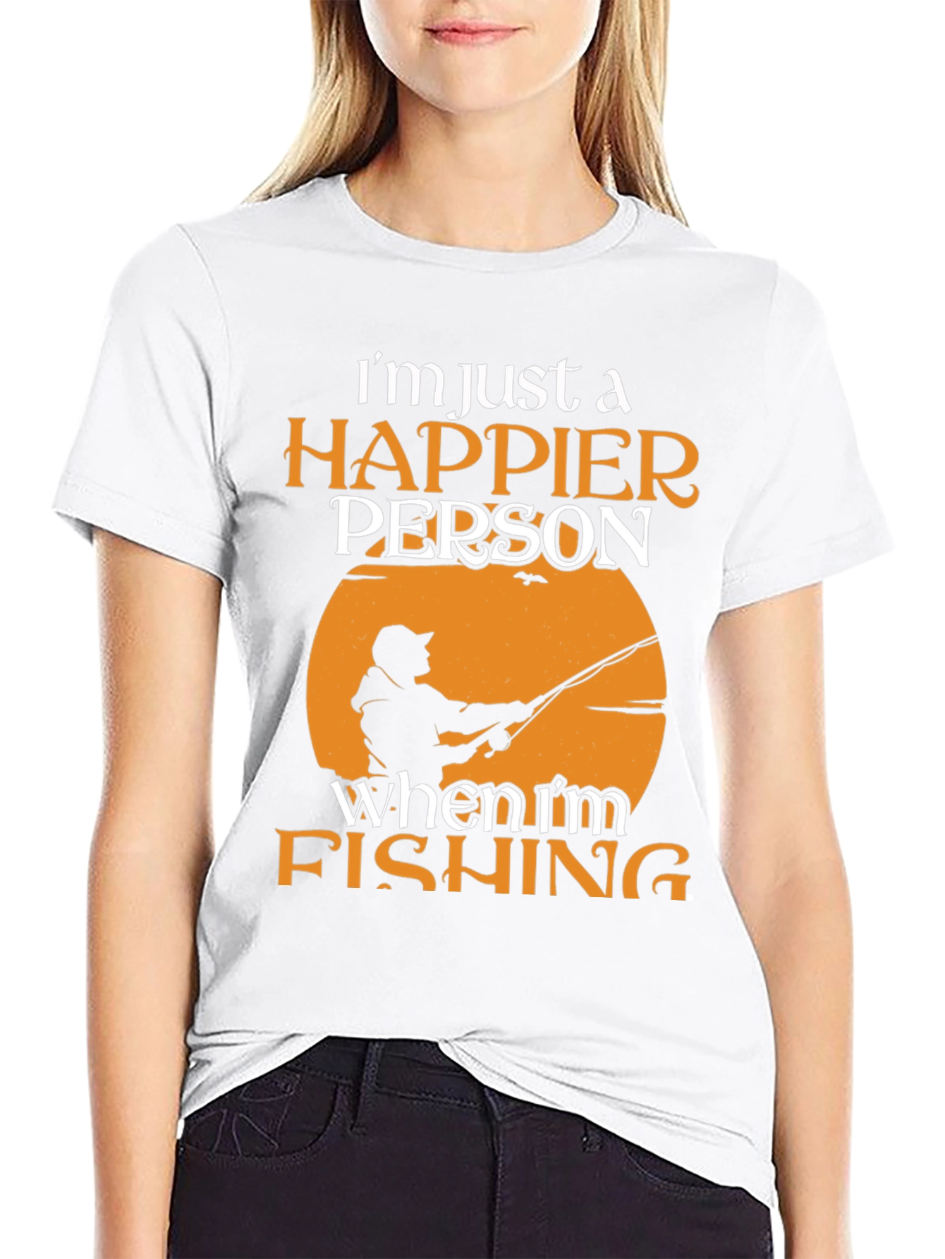 Happier Person Fishing Graphic Tee - Soft Cotton Blend