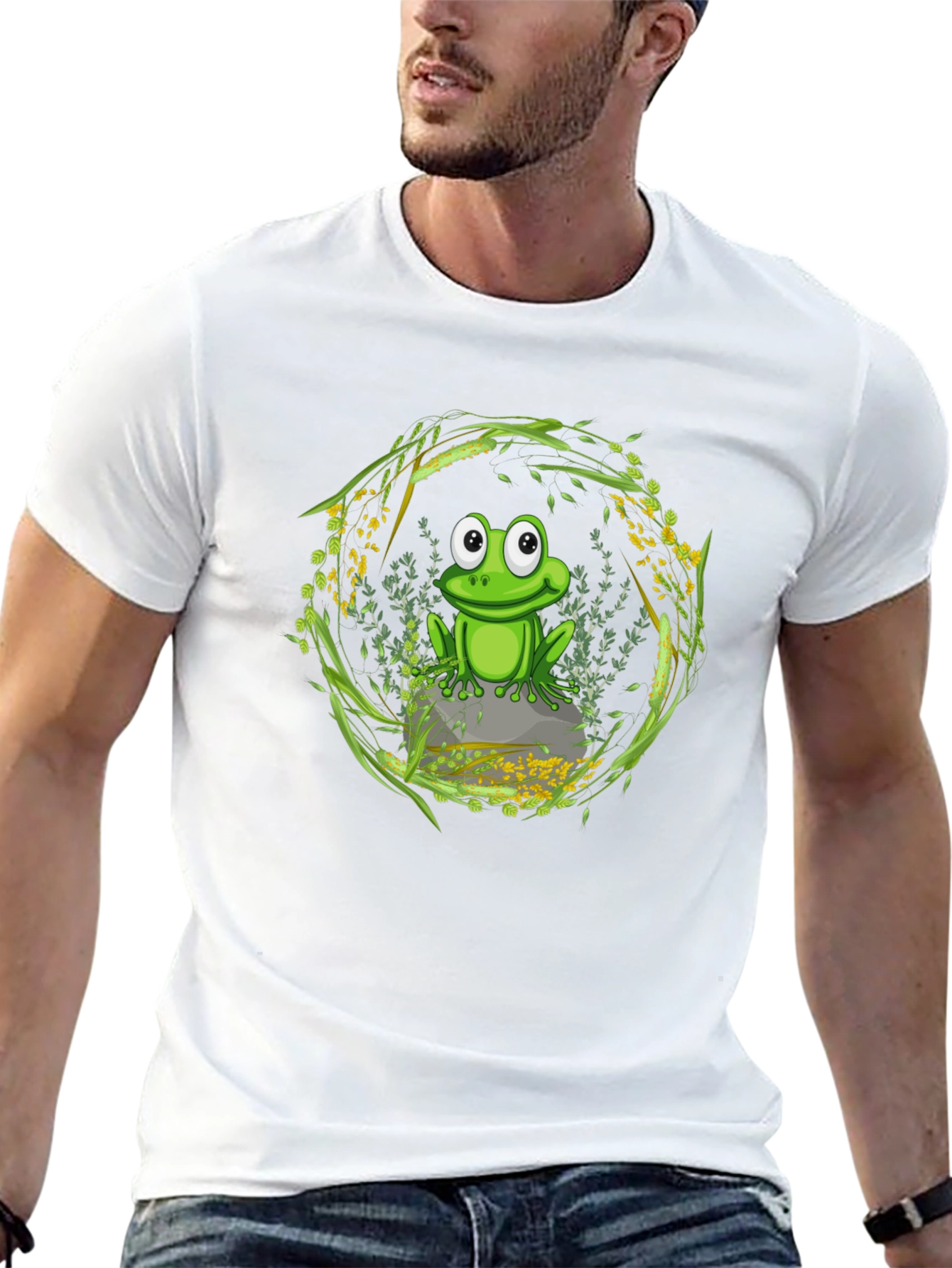 Frog on Stone Graphic Tee - Nature Lover Shirt