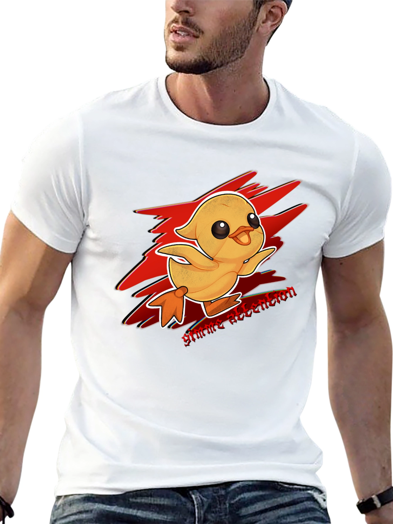 Gimme Attention Duckling Graphic Tee - Black Cotton T-Shirt