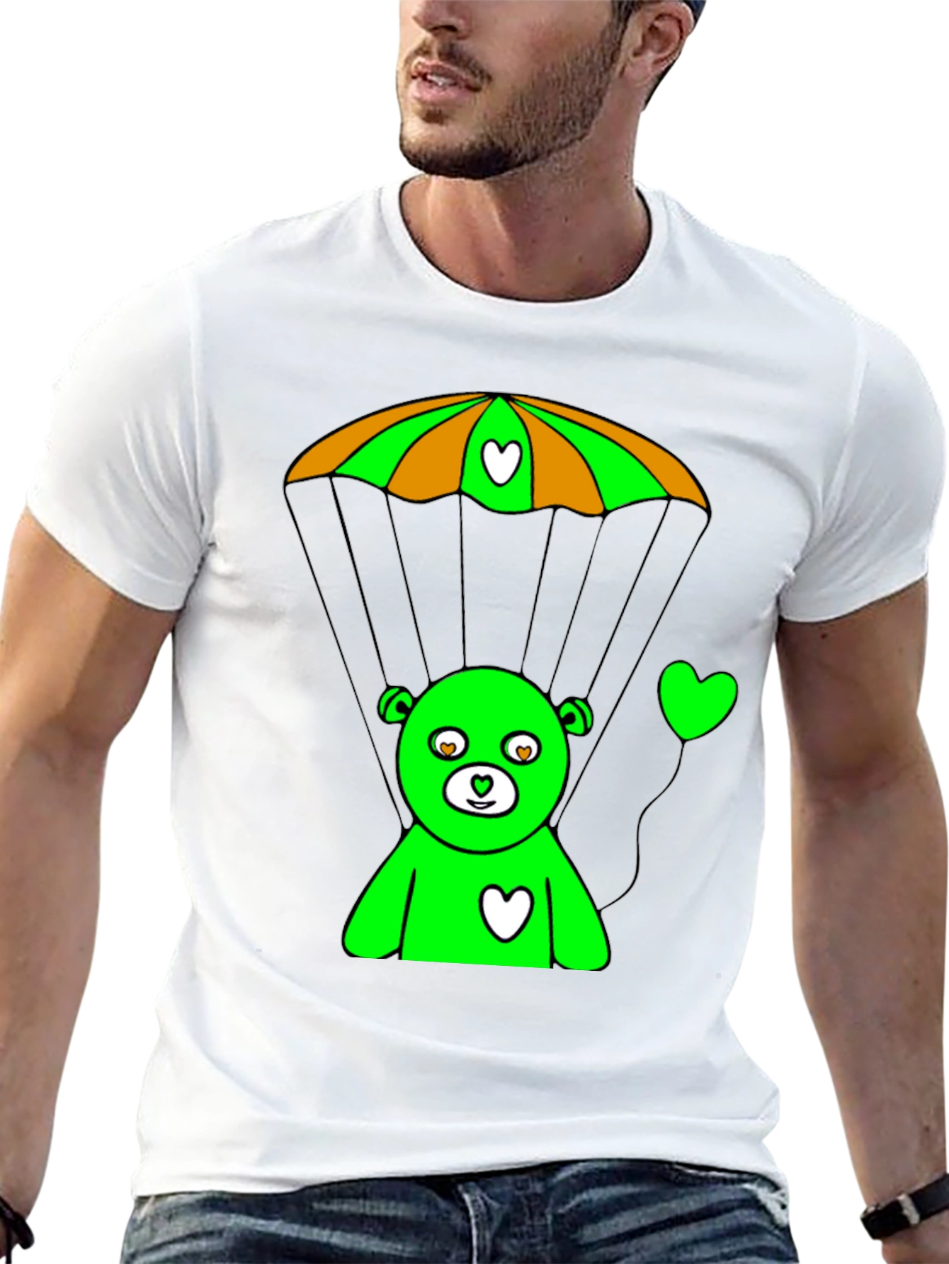 Green Bear Parachute Graphic Tee