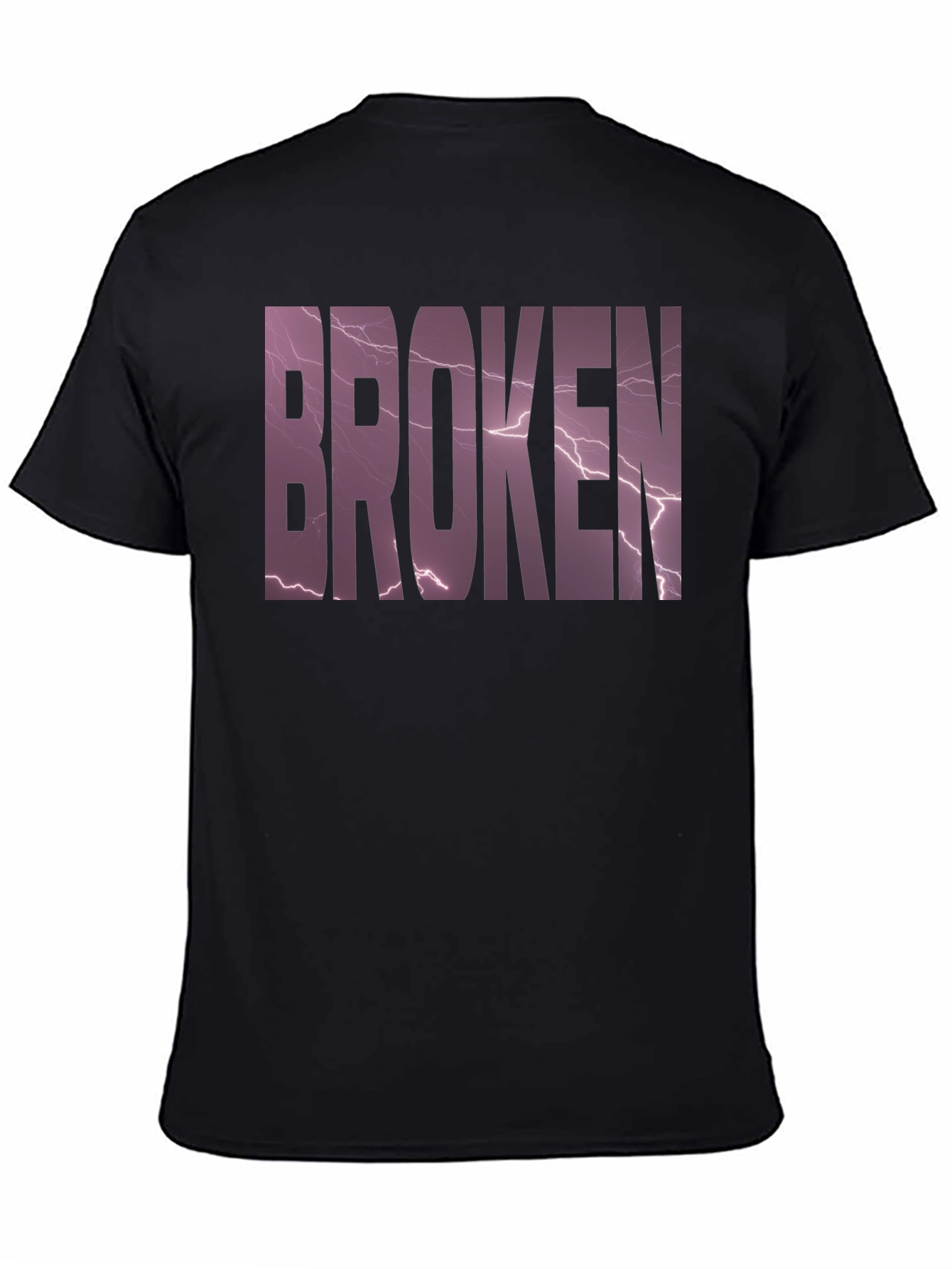 Broken Lightning Graphic Tee - Black Cotton Shirt