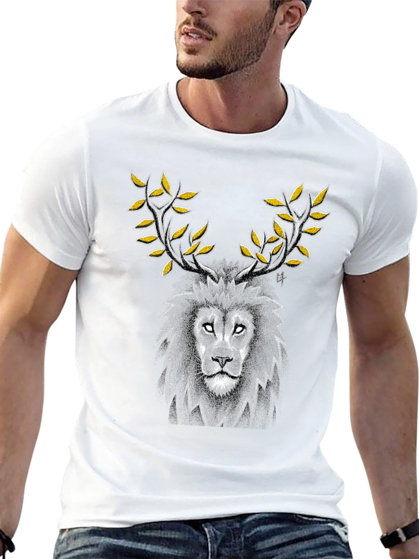 Lion Antler Graphic Tee - Black