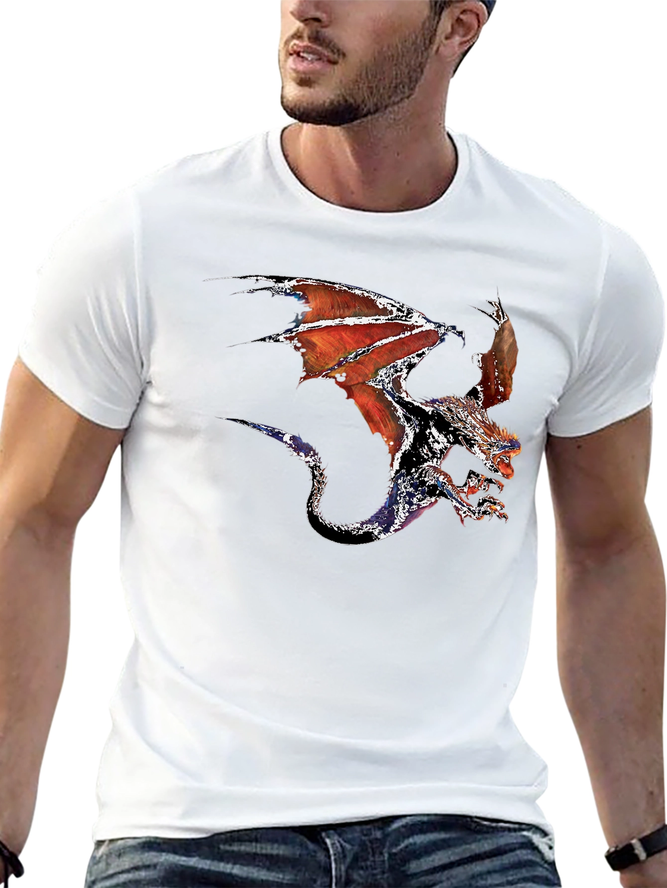 Dragon Graphic Tee - Black Cotton