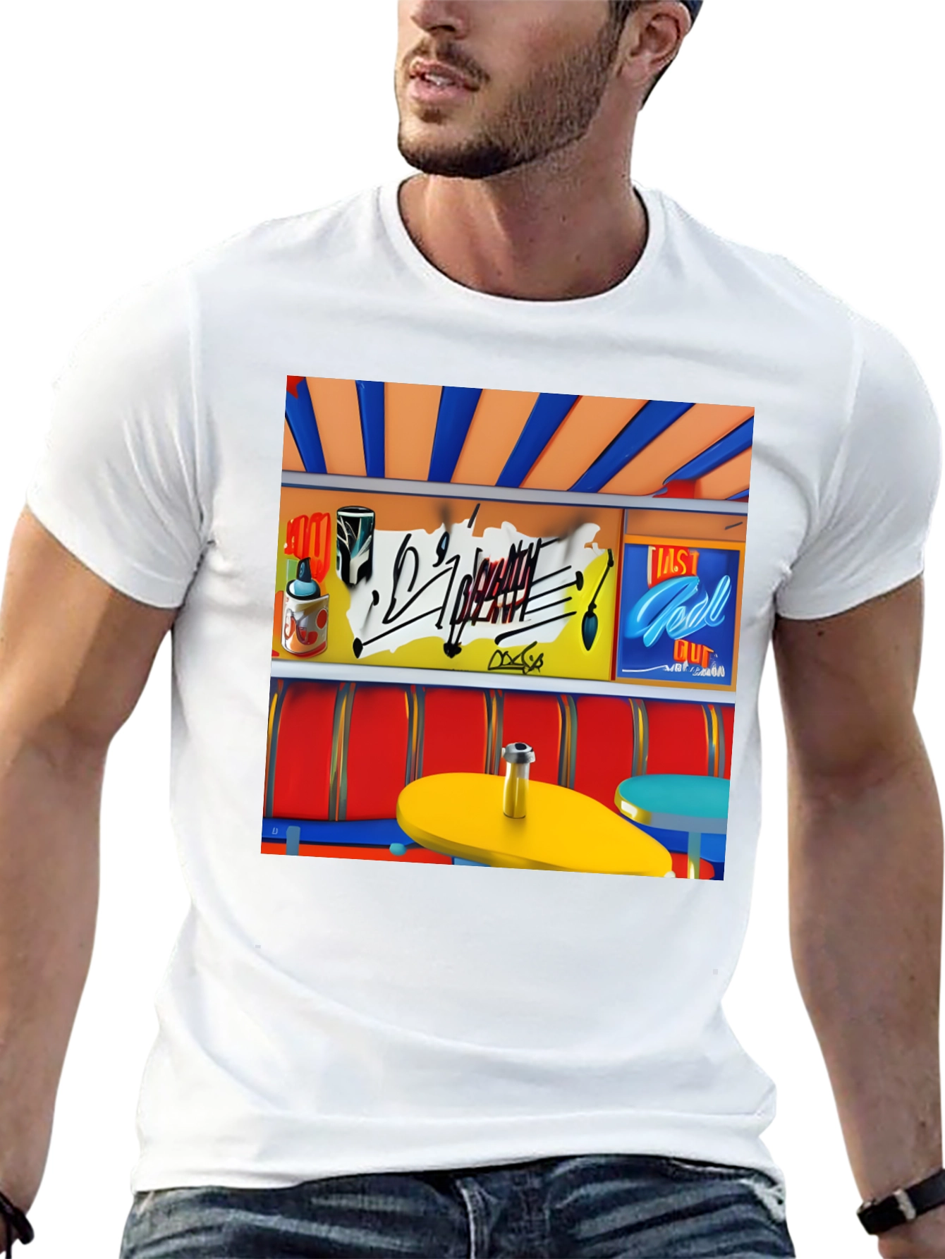 Retro Diner Graphic Tee - Cool Casual Style